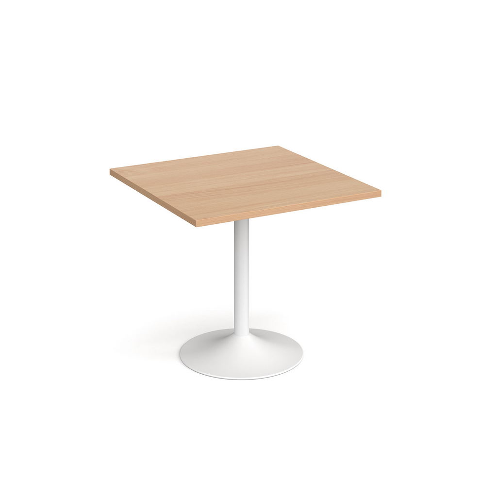 Picture of Genoa square dining table with white trumpet base 800mm - beech