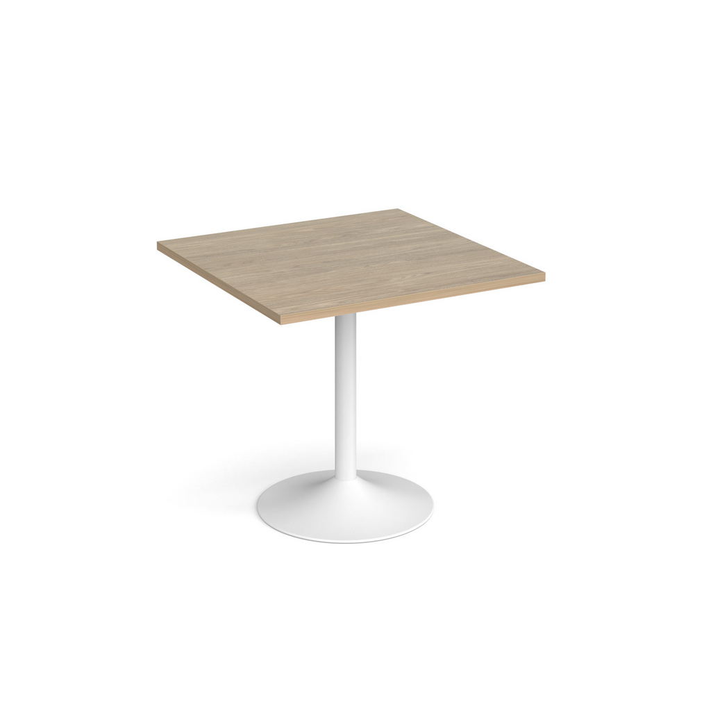 Picture of Genoa square dining table with white trumpet base 800mm - barcelona walnut