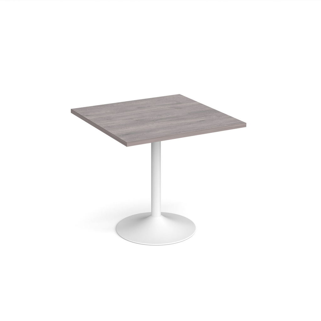 Picture of Genoa square dining table with white trumpet base 800mm - grey oak