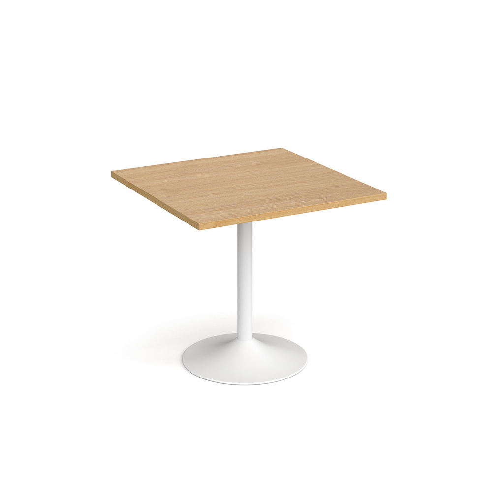 Picture of Genoa square dining table with white trumpet base 800mm - oak
