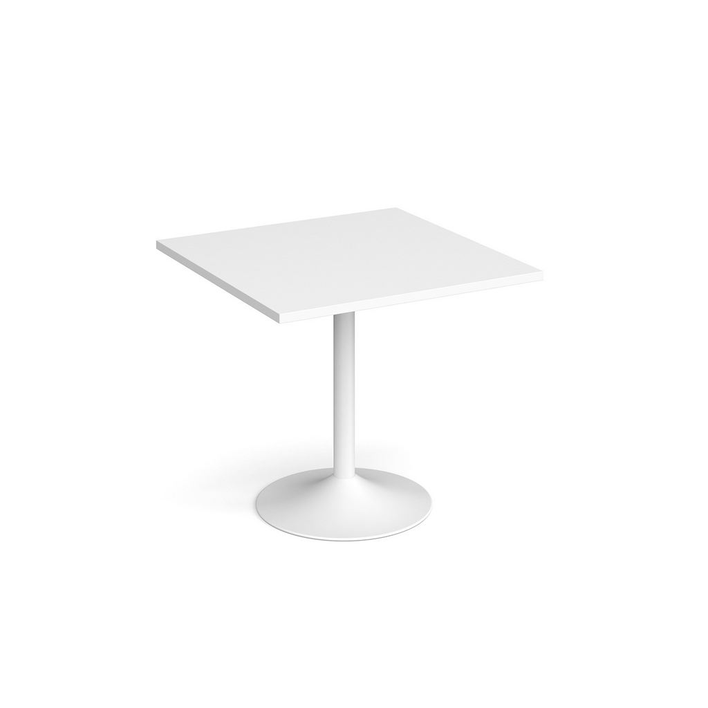 Picture of Genoa square dining table with white trumpet base 800mm - white