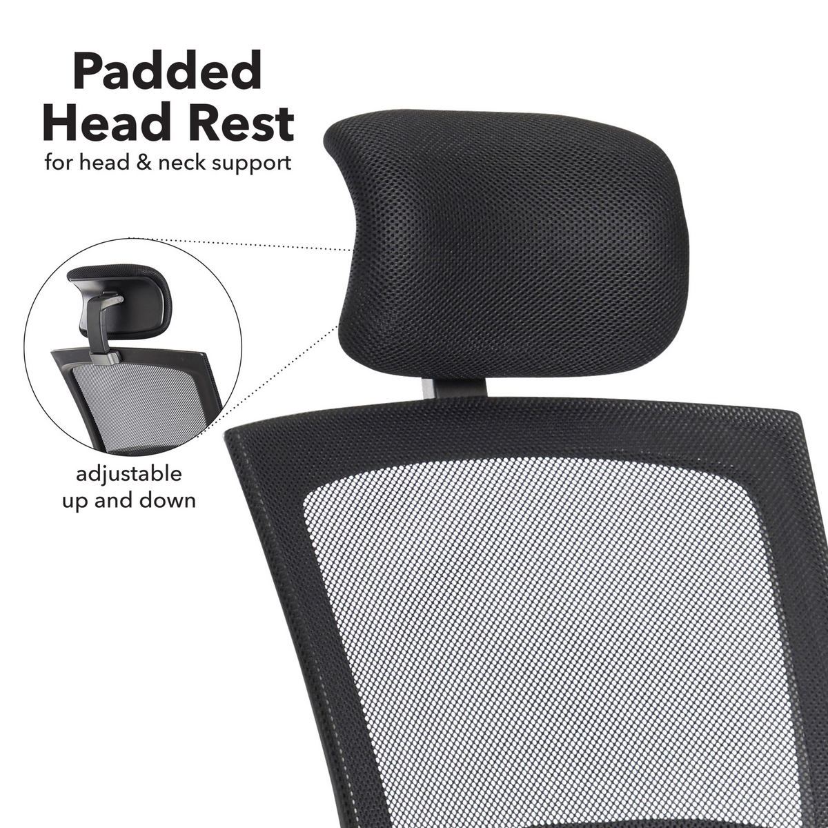 Picture of Gemini mesh task chair with adjustable arms and headrest - black