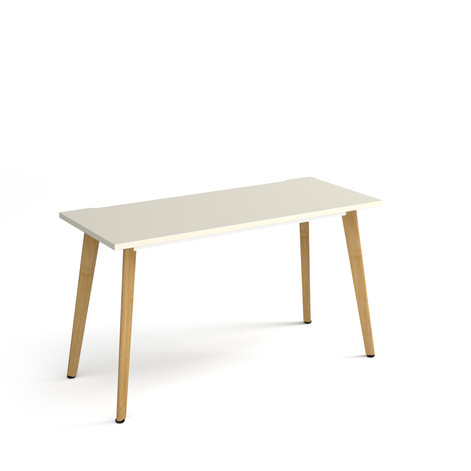 Picture of Giza straight desk 1400mm x 600mm with wooden legs - oak finish, White Top