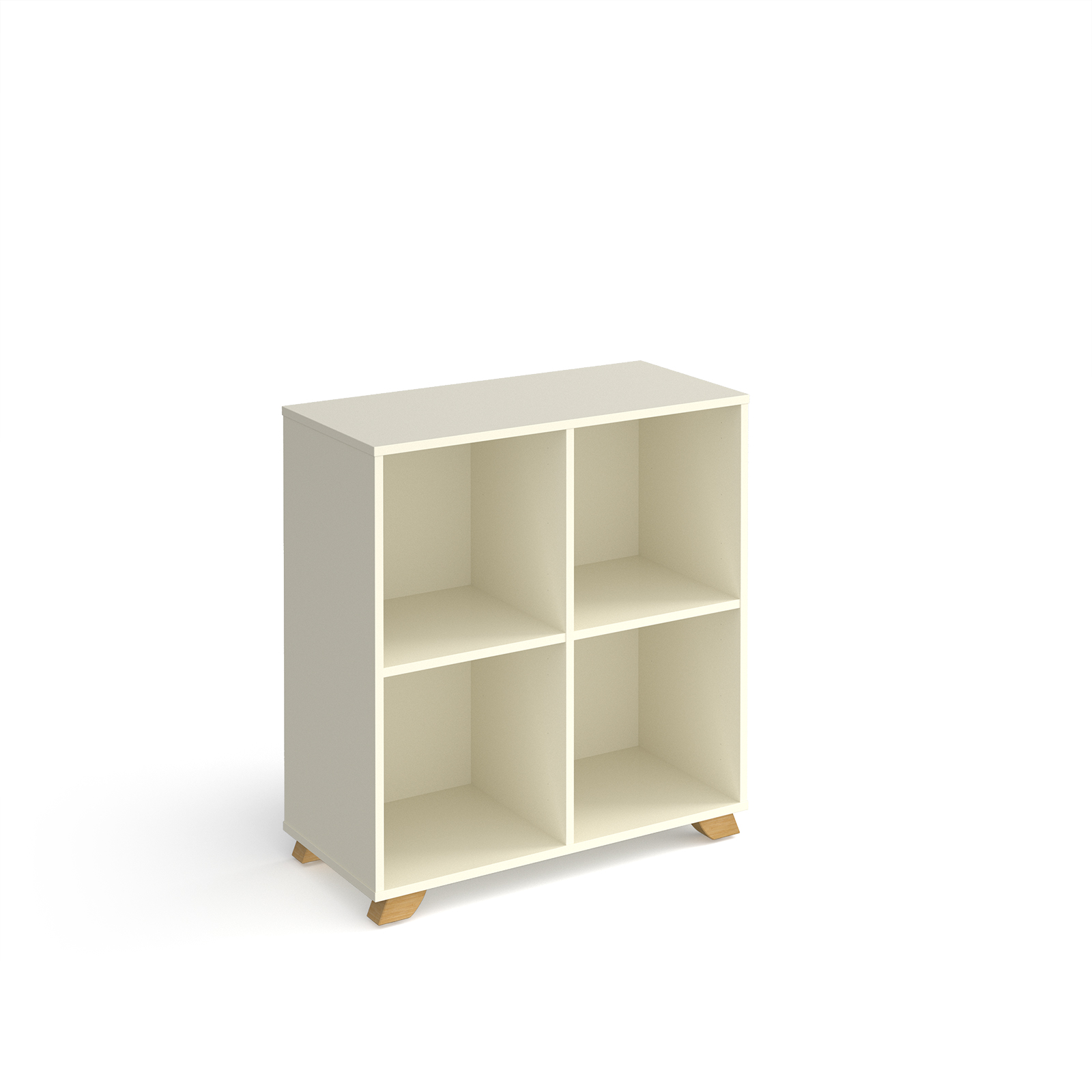 Picture of Giza cube storage unit 950mm high with 4 open boxes and wooden legs - white