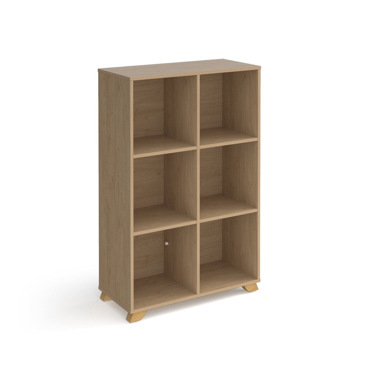 Picture of Giza cube storage unit 1370mm high with 6 open boxes and wooden legs - oak