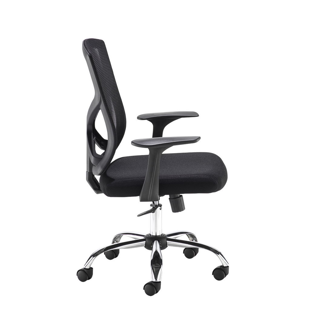 Picture of Hale black mesh back operator chair with black fabric seat and chrome base