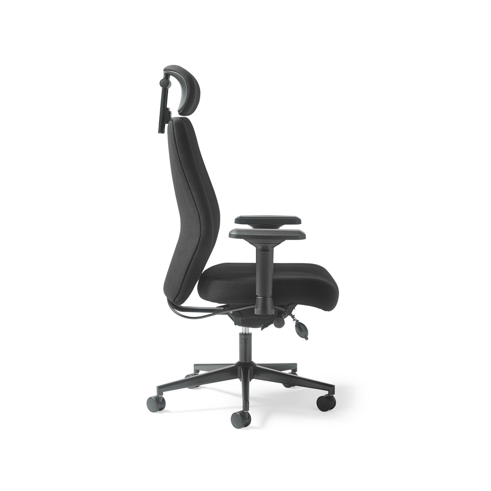 Picture of Hatha high back posture task chair with black fabric seat and back, headrest & adjustable arms