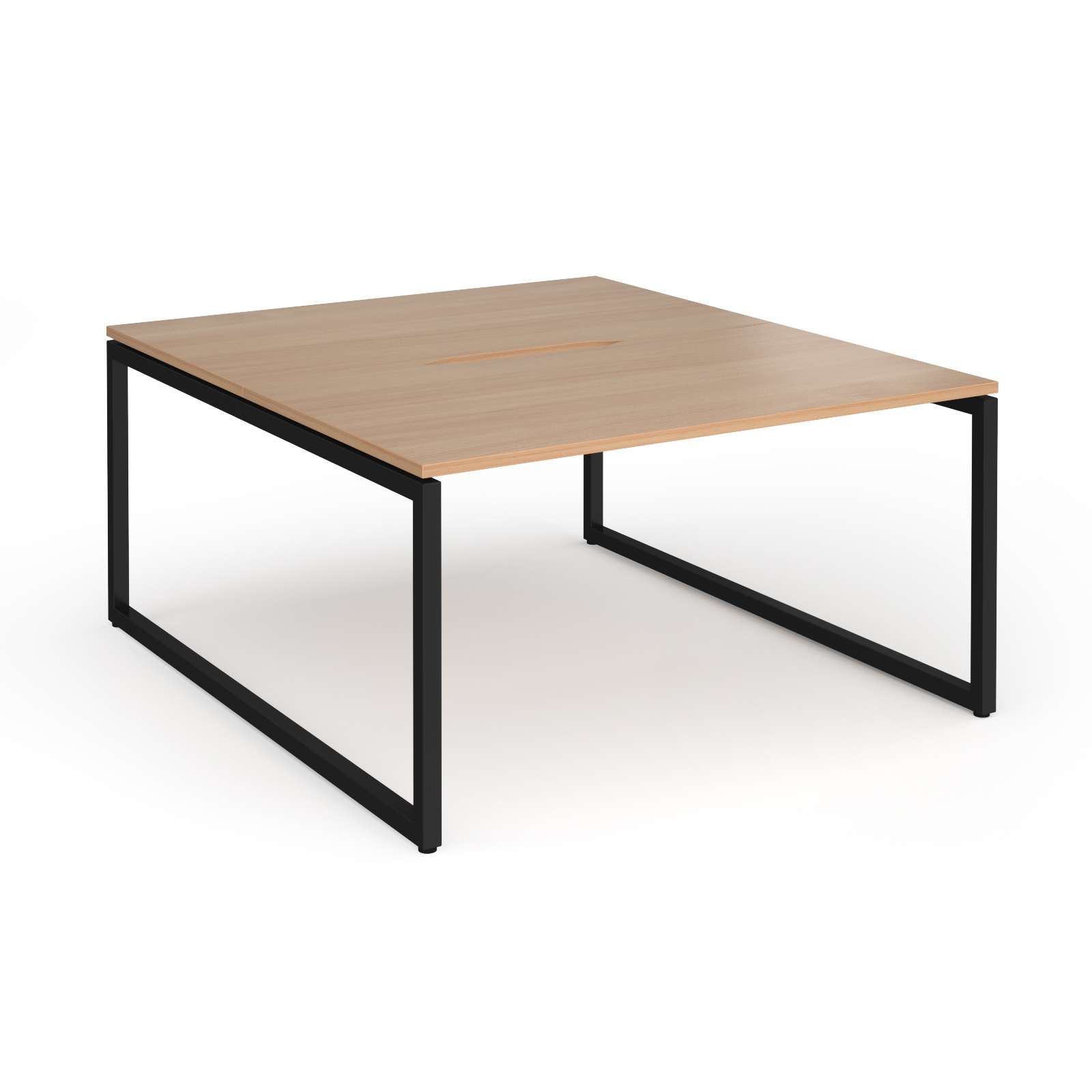 Picture of Connex Plus O Frame 1400 x 1600 x 725mm Back to Back Desk ( 2 x 1400mm ) - Black Frame / Beech Top