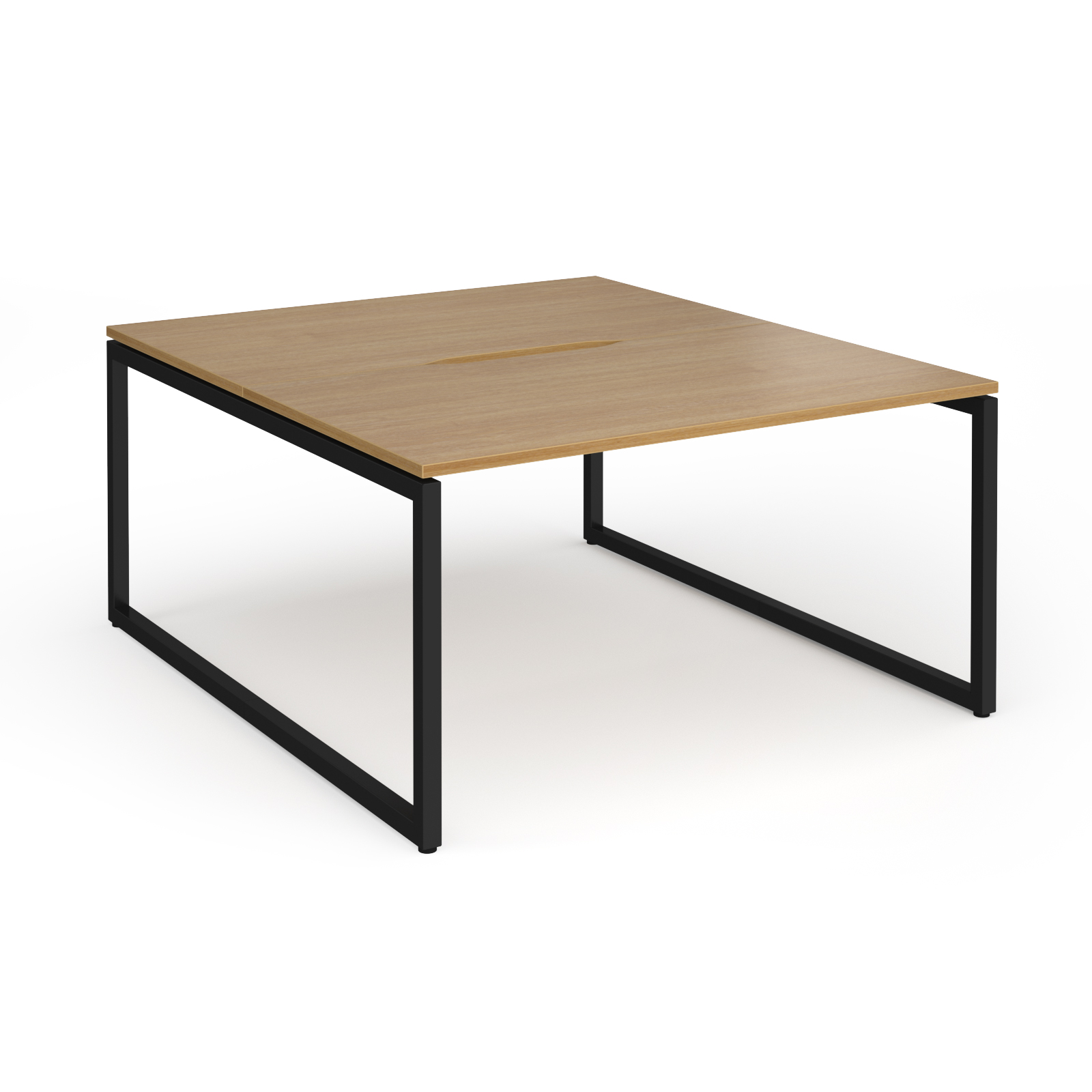 Picture of Connex Plus O Frame 1400 x 1600 x 725mm Back to Back Desk ( 2 x 1400mm ) - Black Frame / Oak Top