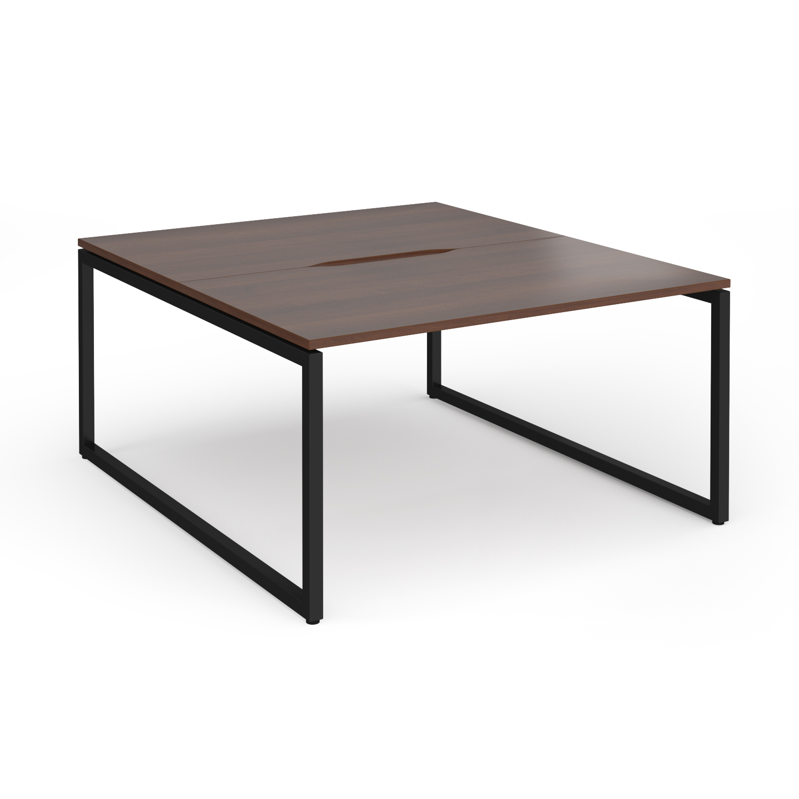 Picture of Connex Plus O Frame 1400 x 1600 x 725mm Back to Back Desk ( 2 x 1400mm ) - Black Frame / Walnut Top