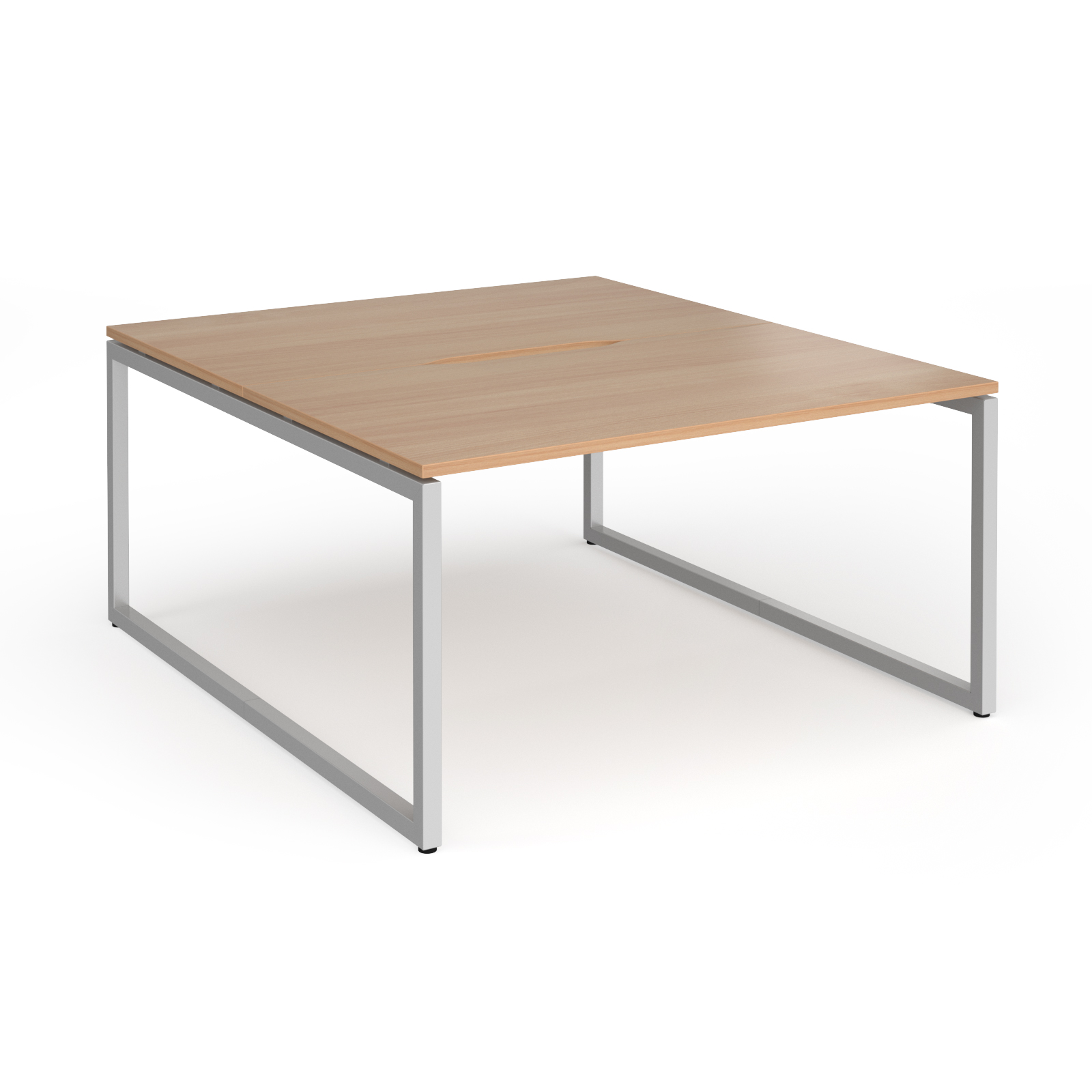 Picture of Connex Plus O Frame 1400 x 1600 x 725mm Back to Back Desk ( 2 x 1400mm ) - Silver Frame / Beech Top