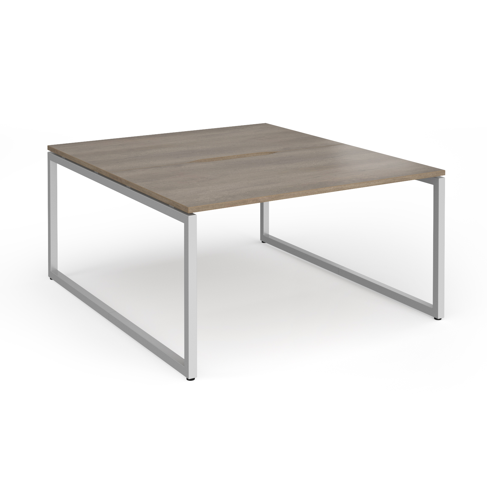 Picture of Connex Plus O Frame 1400 x 1600 x 725mm Back to Back Desk ( 2 x 1400mm ) - Silver Frame / Nebraska Oak Top