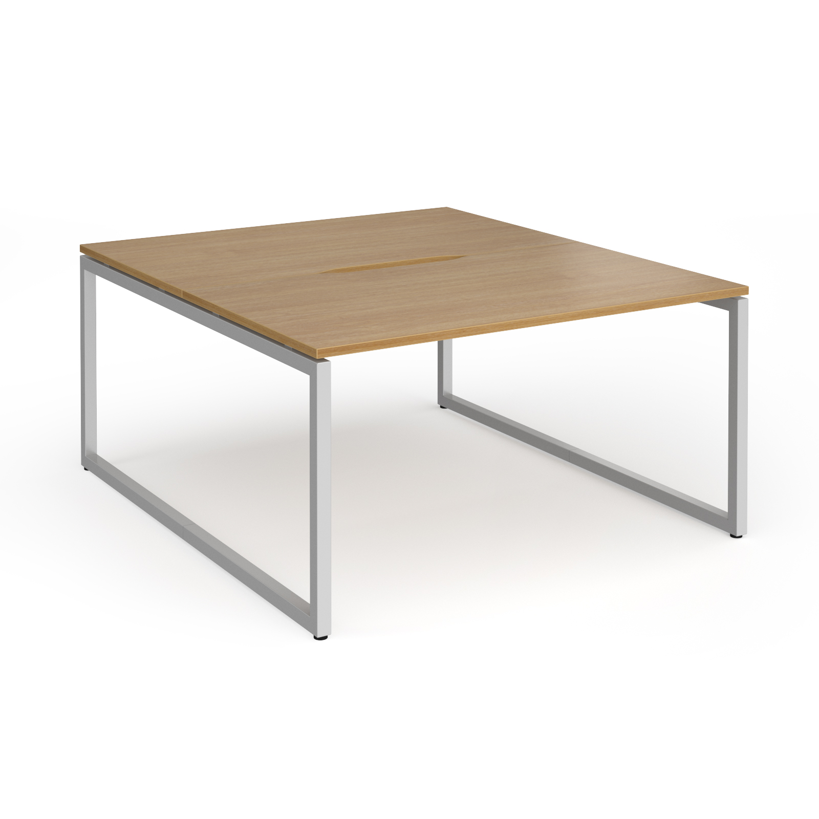Picture of Connex Plus O Frame 1400 x 1600 x 725mm Back to Back Desk ( 2 x 1400mm ) - Silver Frame / Oak Top