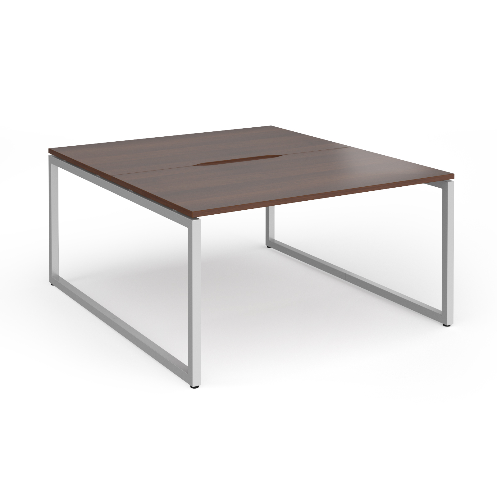 Picture of Connex Plus O Frame 1400 x 1600 x 725mm Back to Back Desk ( 2 x 1400mm ) - Silver Frame / Walnut Top