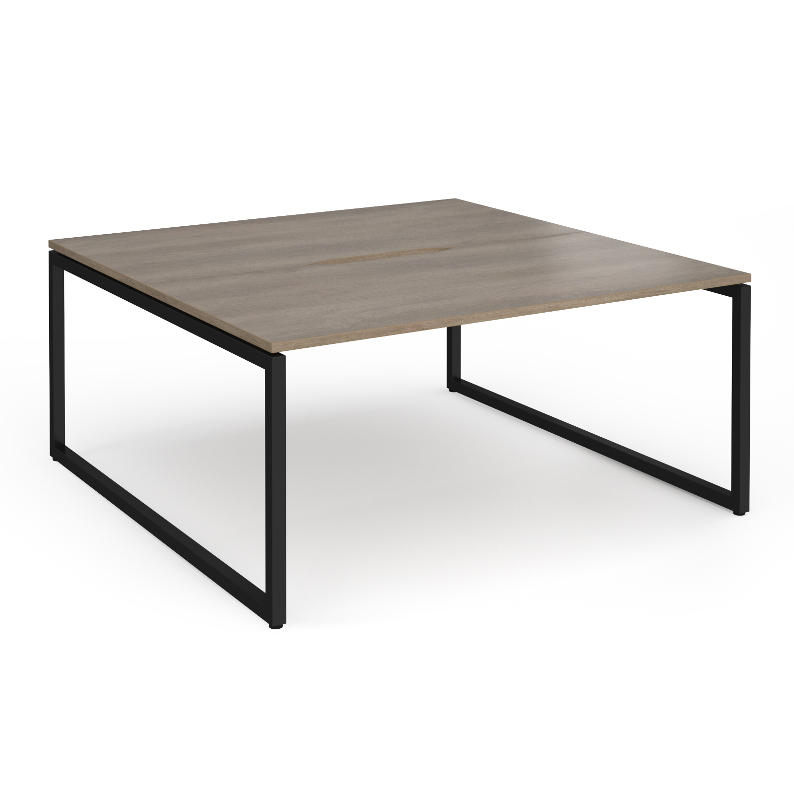 Picture of Connex Plus O Frame 1600 x 1600 x 725mm Back to Back Desk ( 2 x 1600mm ) - Black Frame / Nebraska Oak Top