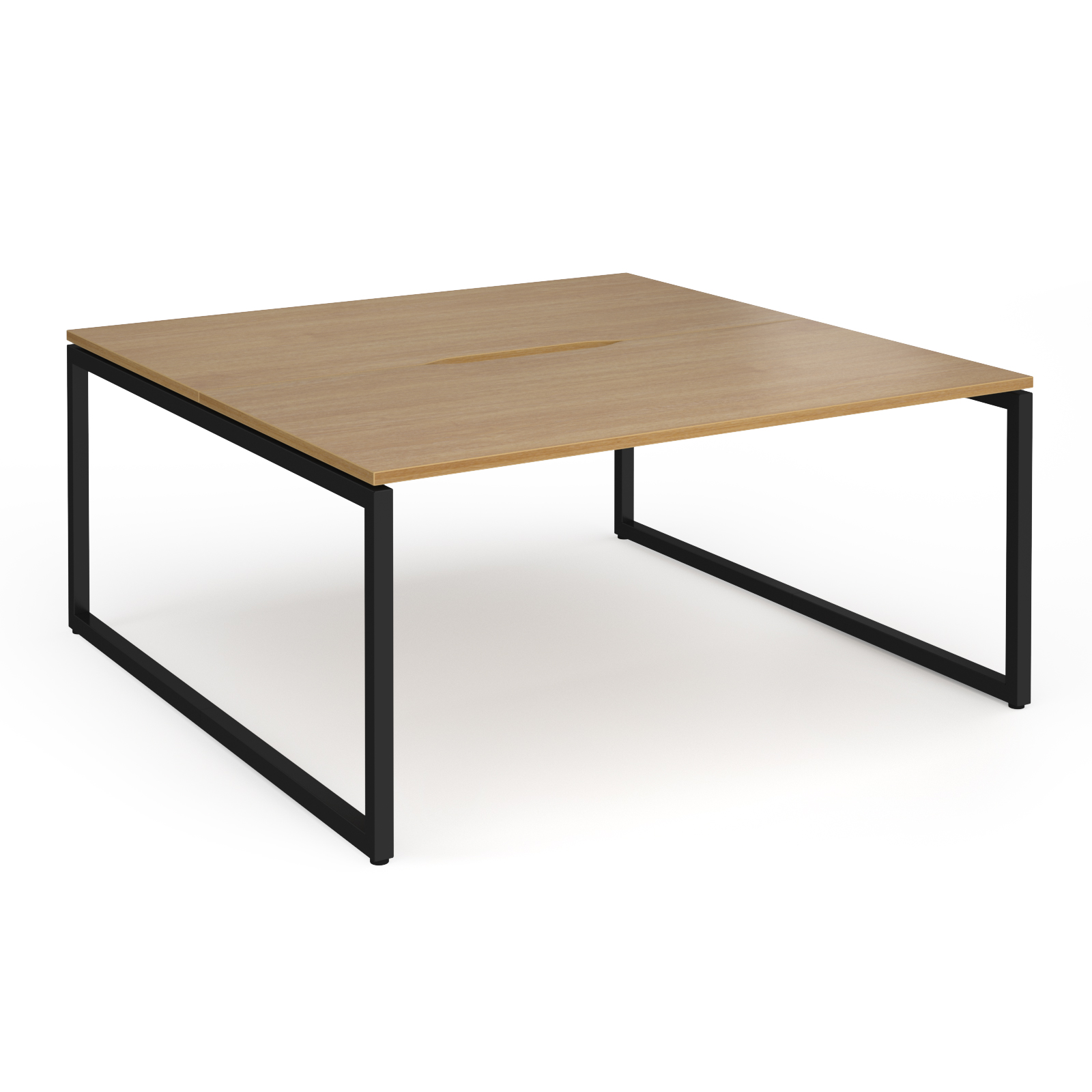Picture of Connex Plus O Frame 1600 x 1600 x 725mm Back to Back Desk ( 2 x 1600mm ) - Black Frame / Oak Top