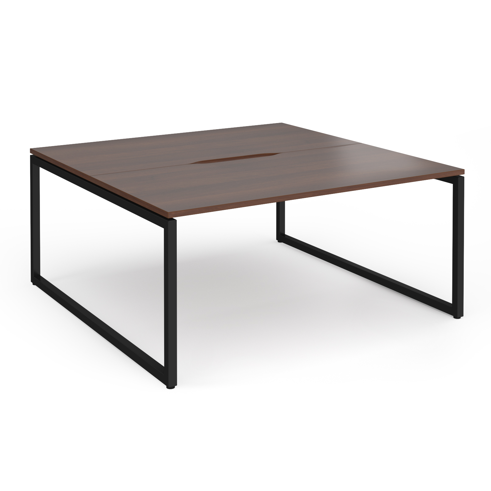 Picture of Connex Plus O Frame 1600 x 1600 x 725mm Back to Back Desk ( 2 x 1600mm ) - Black Frame / Walnut Top