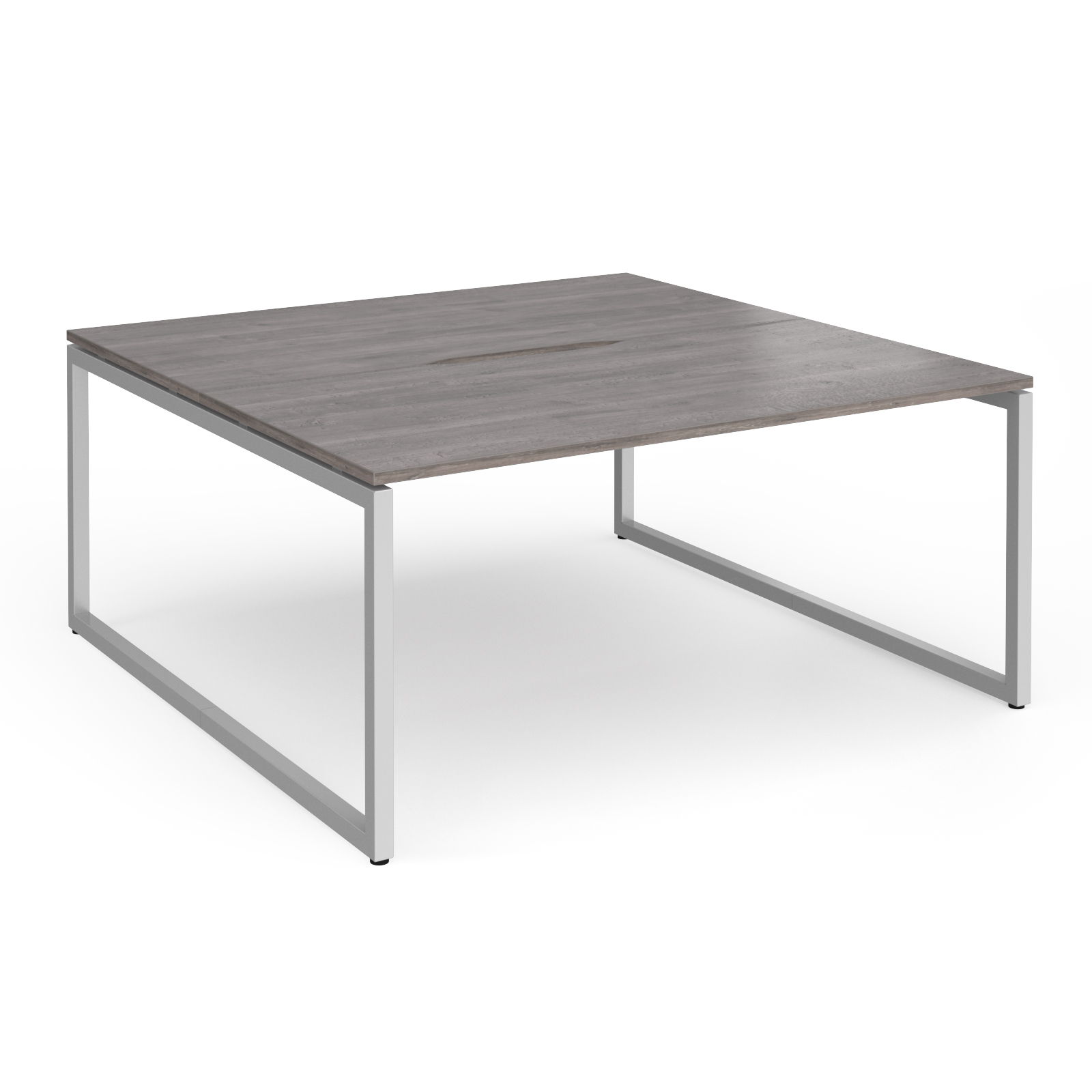 Picture of Connex Plus O Frame 1600 x 1600 x 725mm Back to Back Desk ( 2 x 1600mm ) - Silver Frame / Grey Oak Top