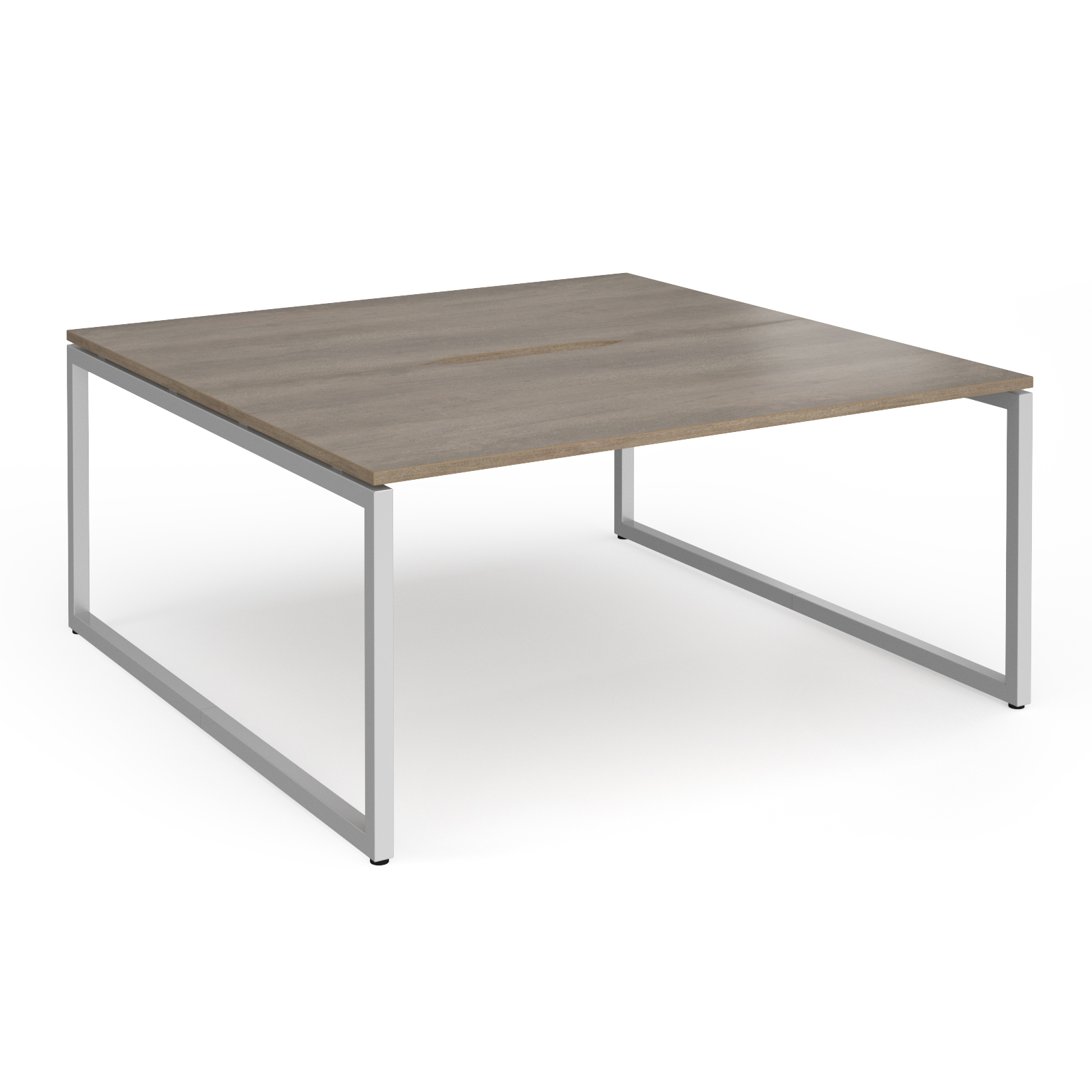 Picture of Connex Plus O Frame 1600 x 1600 x 725mm Back to Back Desk ( 2 x 1600mm ) - Silver Frame / Nebraska Oak Top