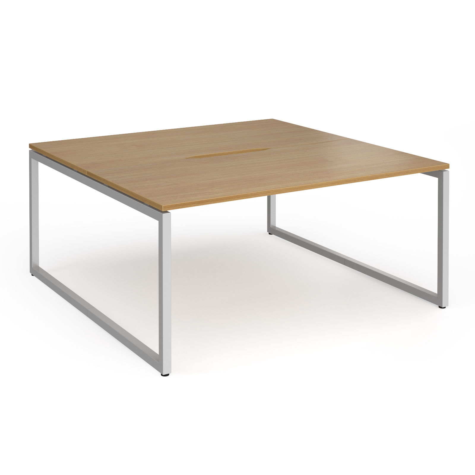 Picture of Connex Plus O Frame 1600 x 1600 x 725mm Back to Back Desk ( 2 x 1600mm ) - Silver Frame / Oak Top