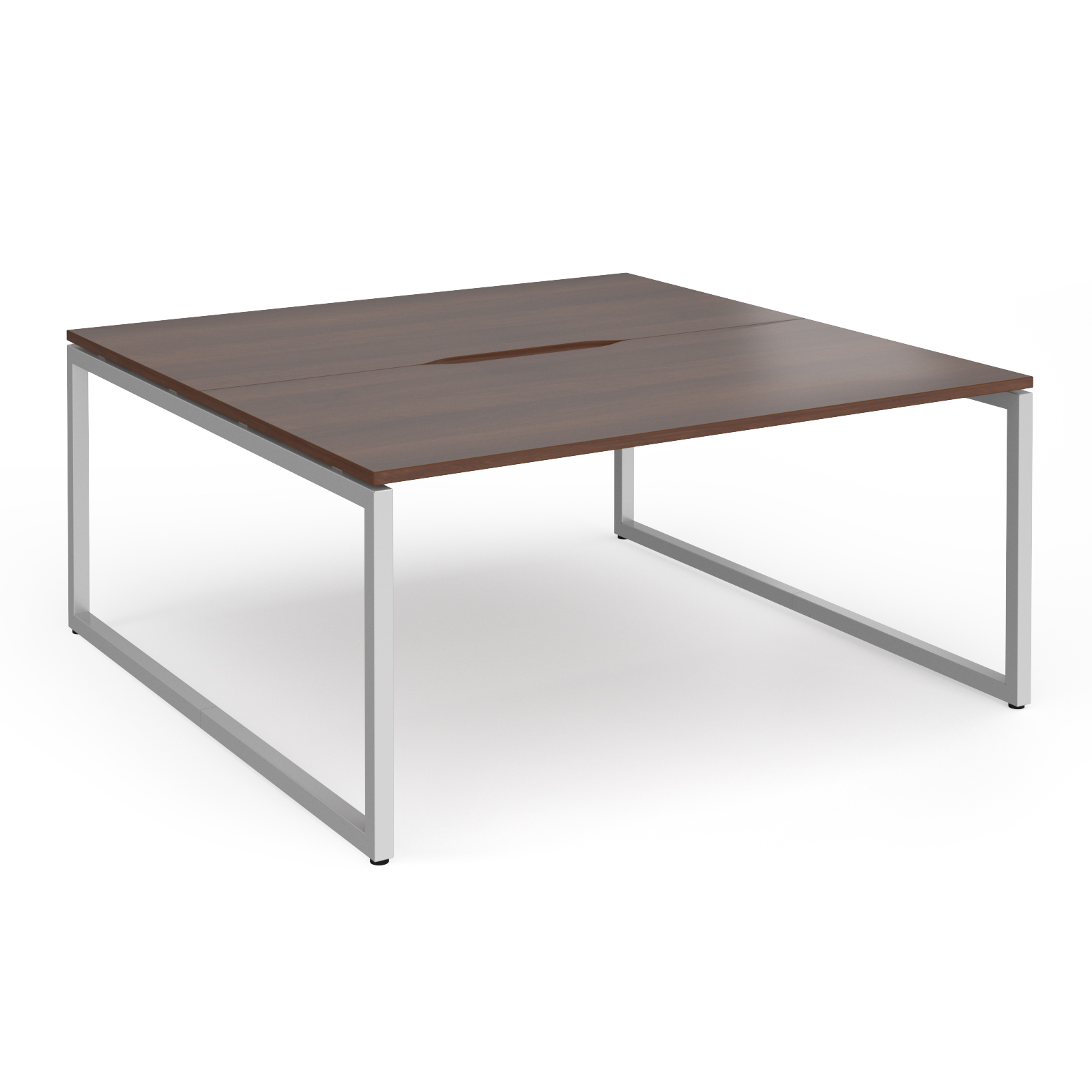 Picture of Connex Plus O Frame 1600 x 1600 x 725mm Back to Back Desk ( 2 x 1600mm ) - Silver Frame / Walnut Top