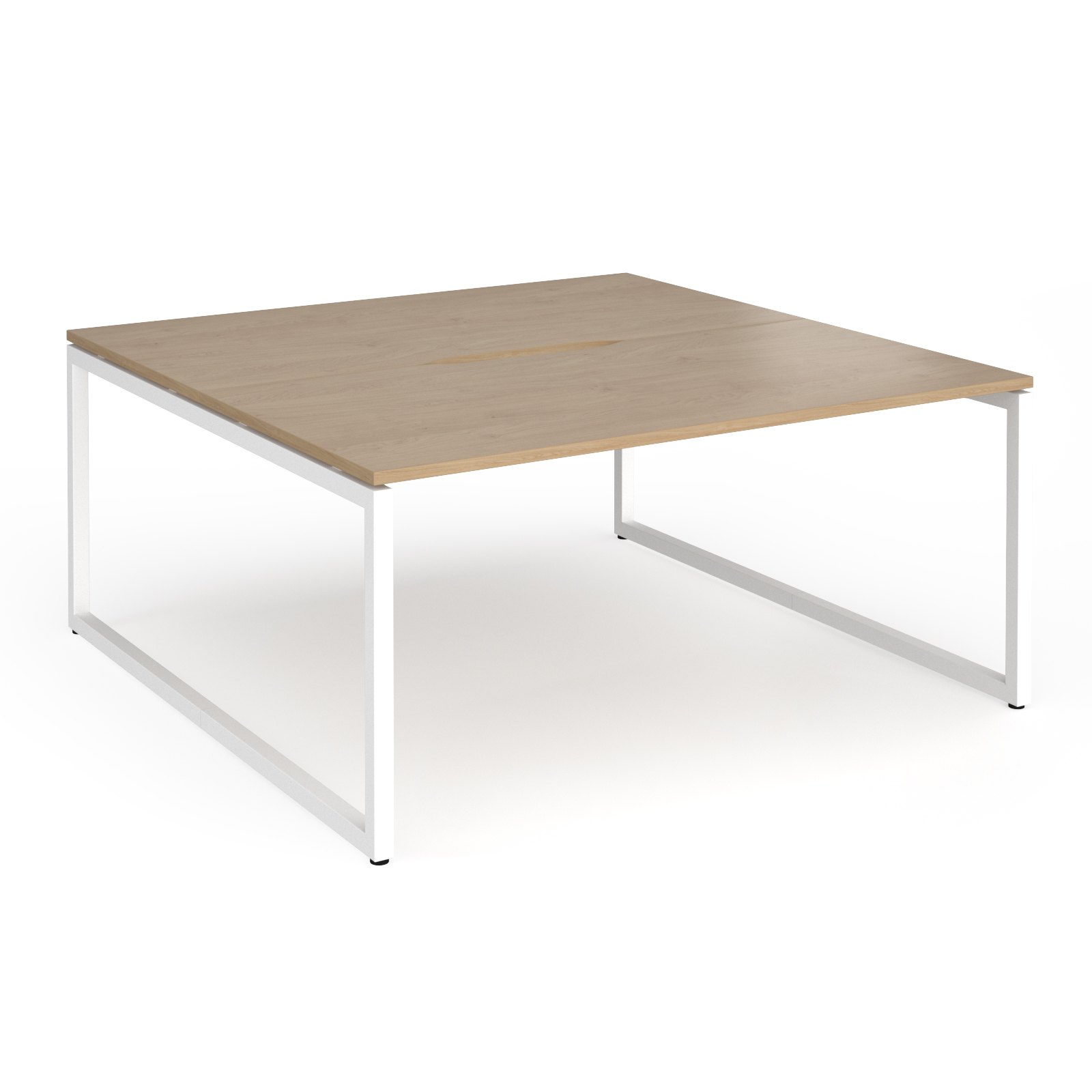 Picture of Connex Plus O Frame 1600 x 1600 x 725mm Back to Back Desk ( 2 x 1600mm ) - White Frame / Kendal Oak Top