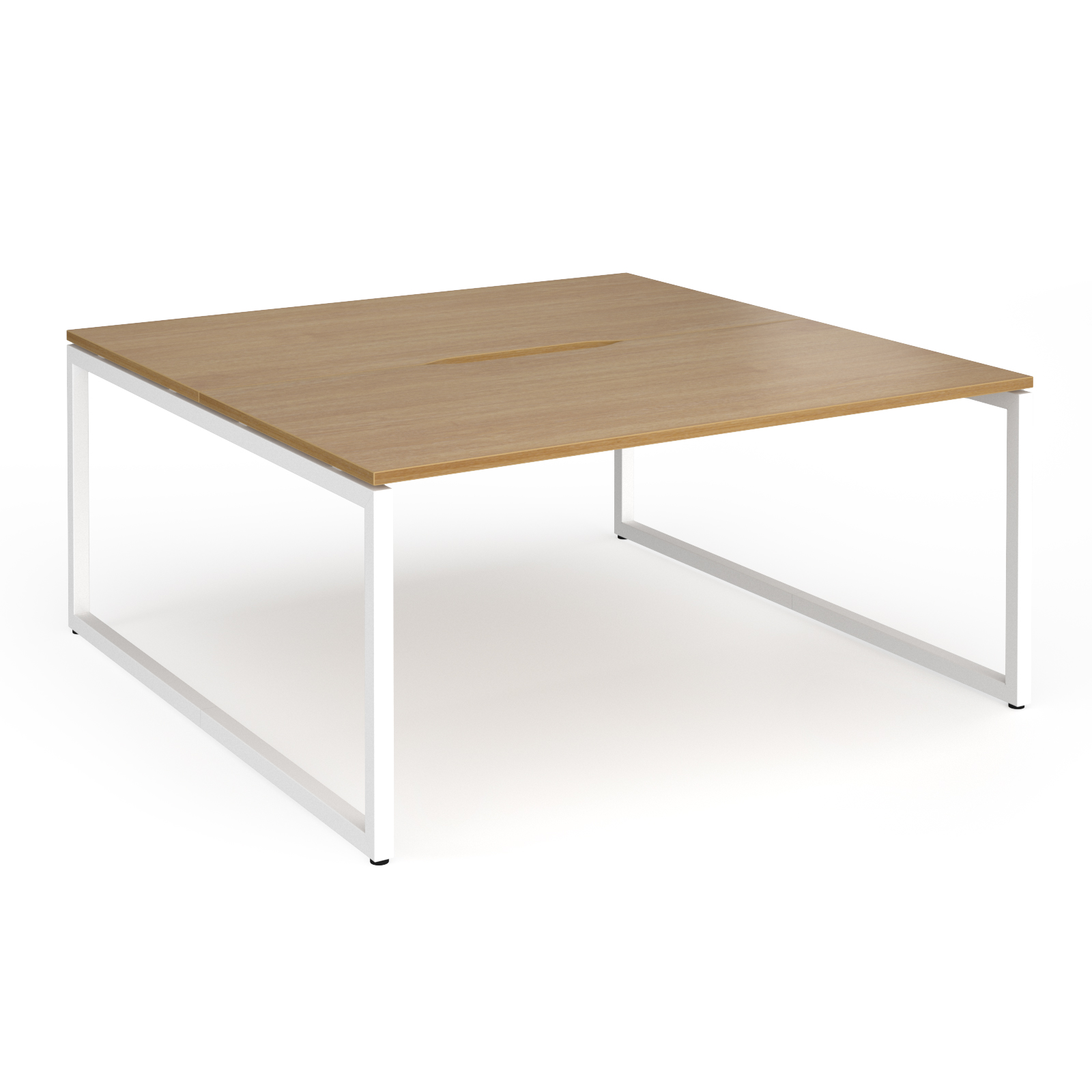 Picture of Connex Plus O Frame 1600 x 1600 x 725mm Back to Back Desk ( 2 x 1600mm ) - White Frame / Oak Top