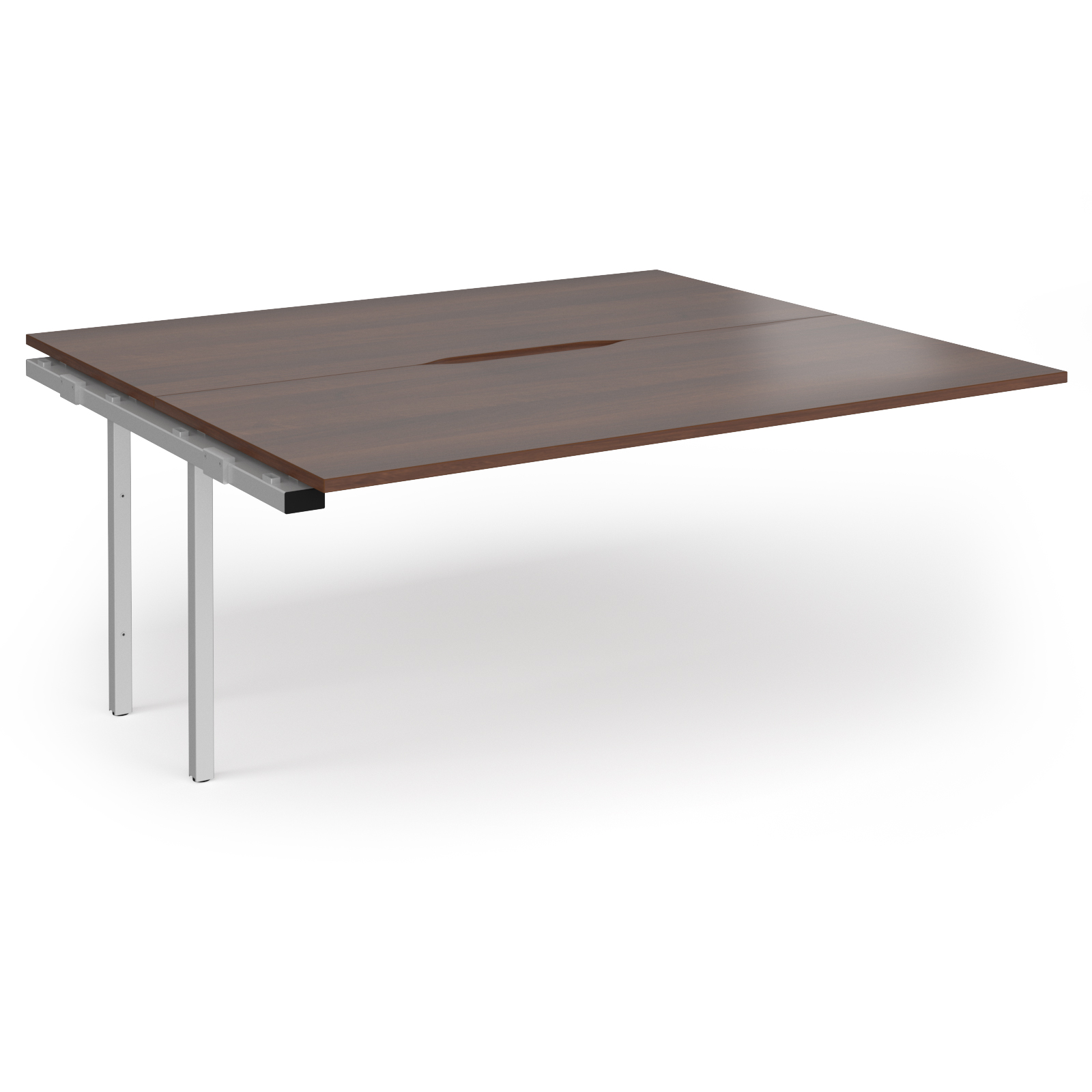 Picture of Connex Plus O Frame 1800 x 1600 x 725mm Back to Back Add On Bay - Silver Frame / Walnut Top