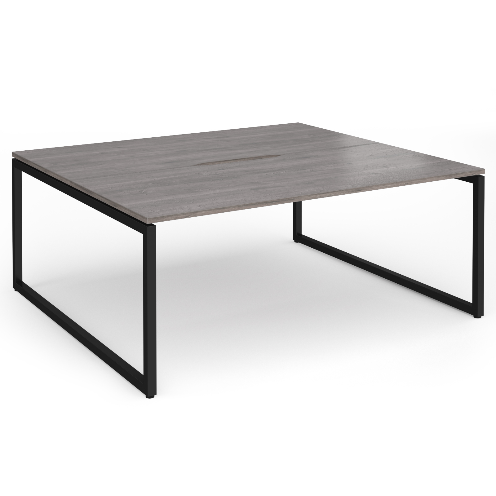 Picture of Connex Plus O Frame 1800 x 1600 x 725mm Back to Back Desk (2 x 1800mm) - Black Frame / Grey Oak Top