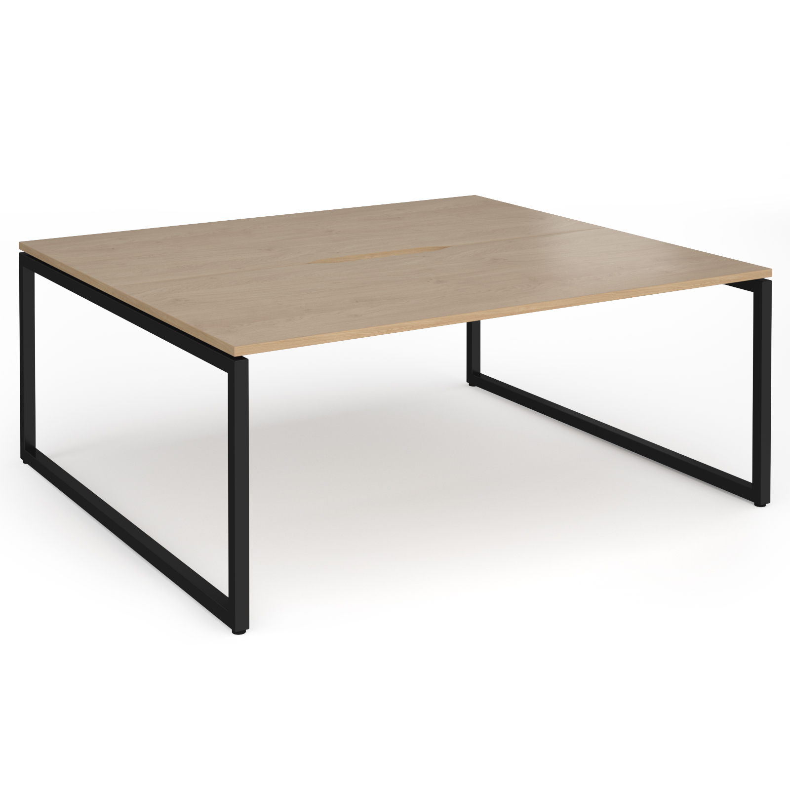 Picture of Connex Plus O Frame 1800 x 1600 x 725mm Back to Back Desk (2 x 1800mm) - Black Frame / Kendal Oak Top