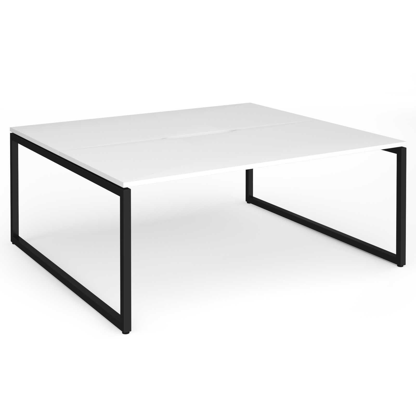 Picture of Connex Plus O Frame 1800 x 1600 x 725mm Back to Back Desk (2 x 1800mm) - Black Frame / White Top