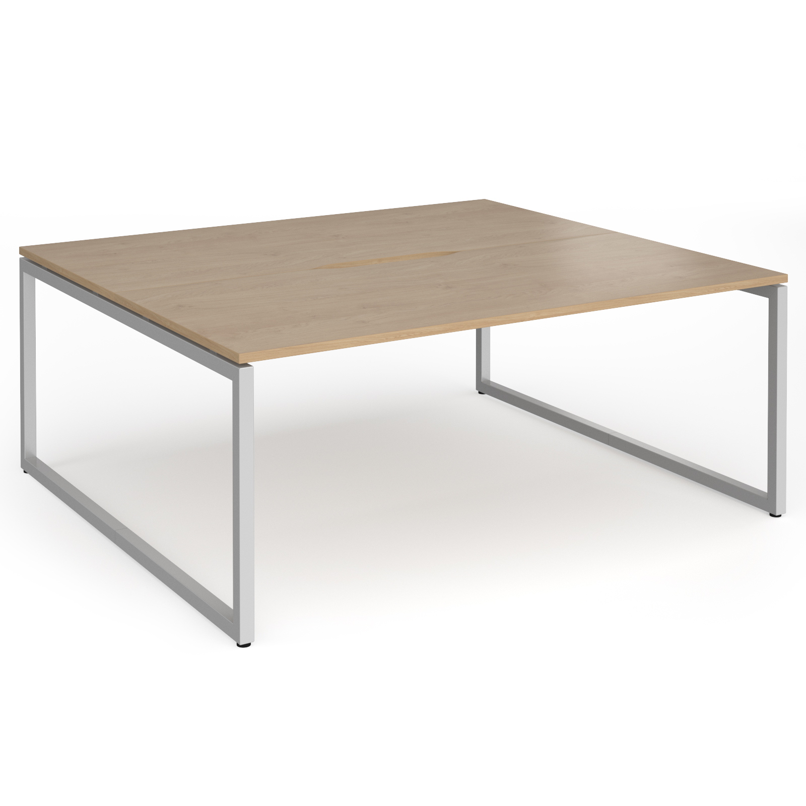 Picture of Connex Plus O Frame 1800 x 1600 x 725mm Back to Back Desk (2 x 1800mm) - Silver Frame / Kendal Oak Top