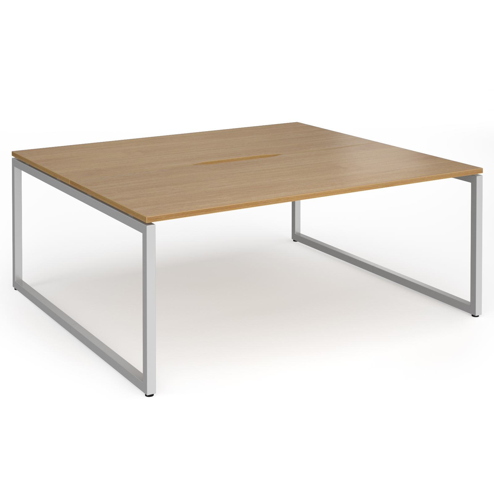 Picture of Connex Plus O Frame 1800 x 1600 x 725mm Back to Back Desk (2 x 1800mm) - Silver Frame / Oak Top