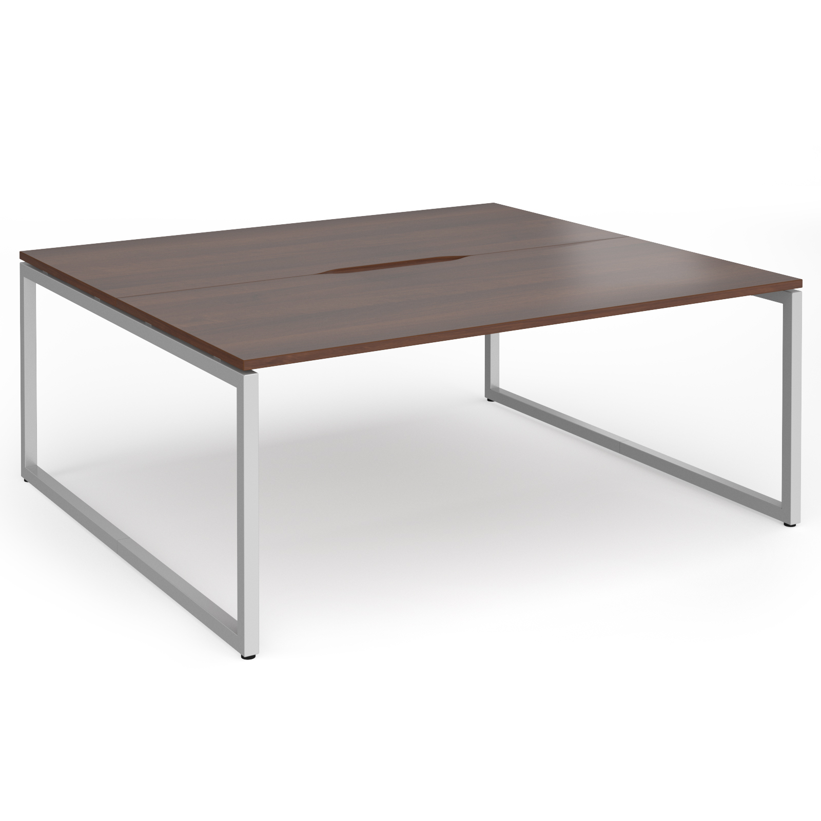 Picture of Connex Plus O Frame 1800 x 1600 x 725mm Back to Back Desk (2 x 1800mm) - Silver Frame / Walnut Top
