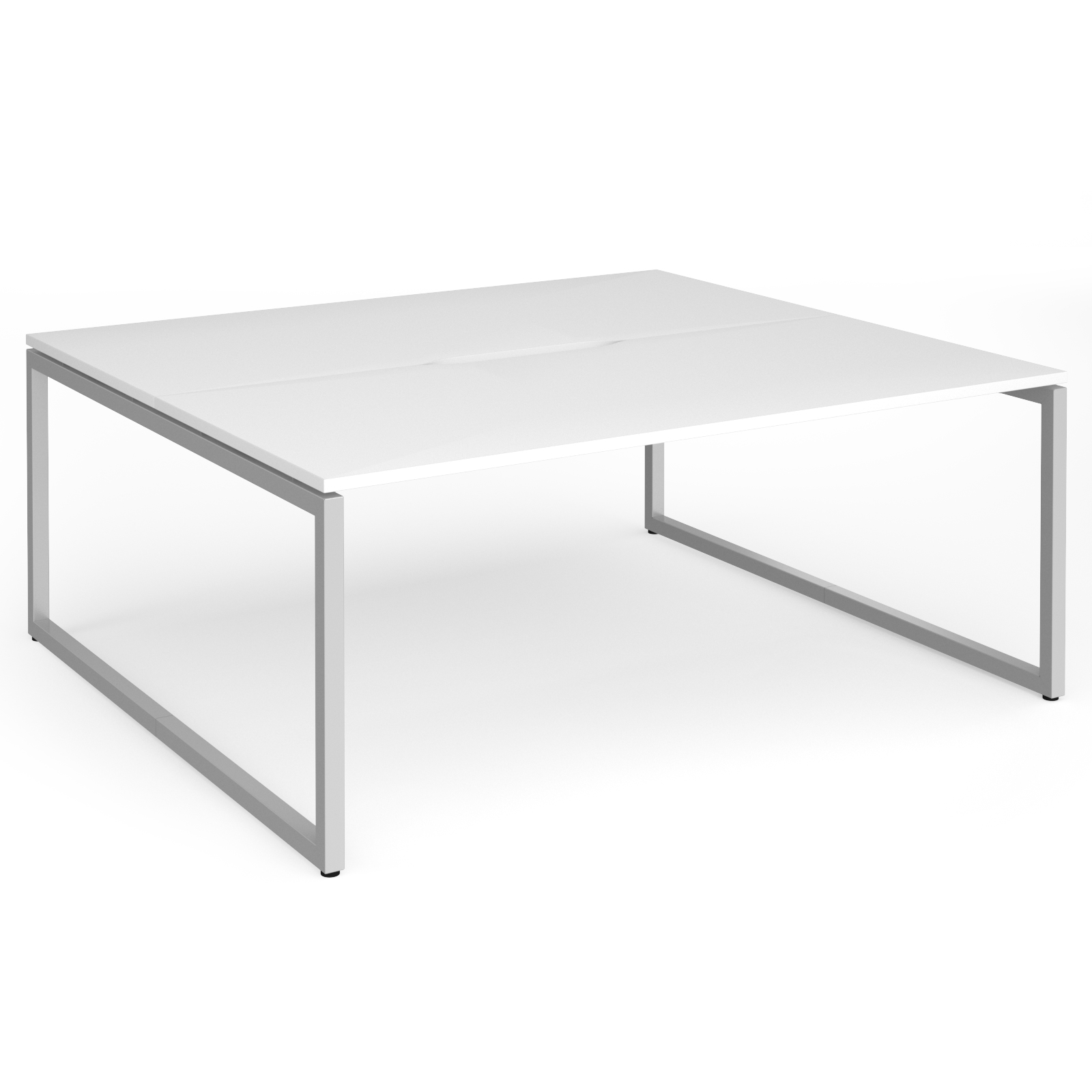 Picture of Connex Plus O Frame 1800 x 1600 x 725mm Back to Back Desk (2 x 1800mm) - Silver Frame / White Top