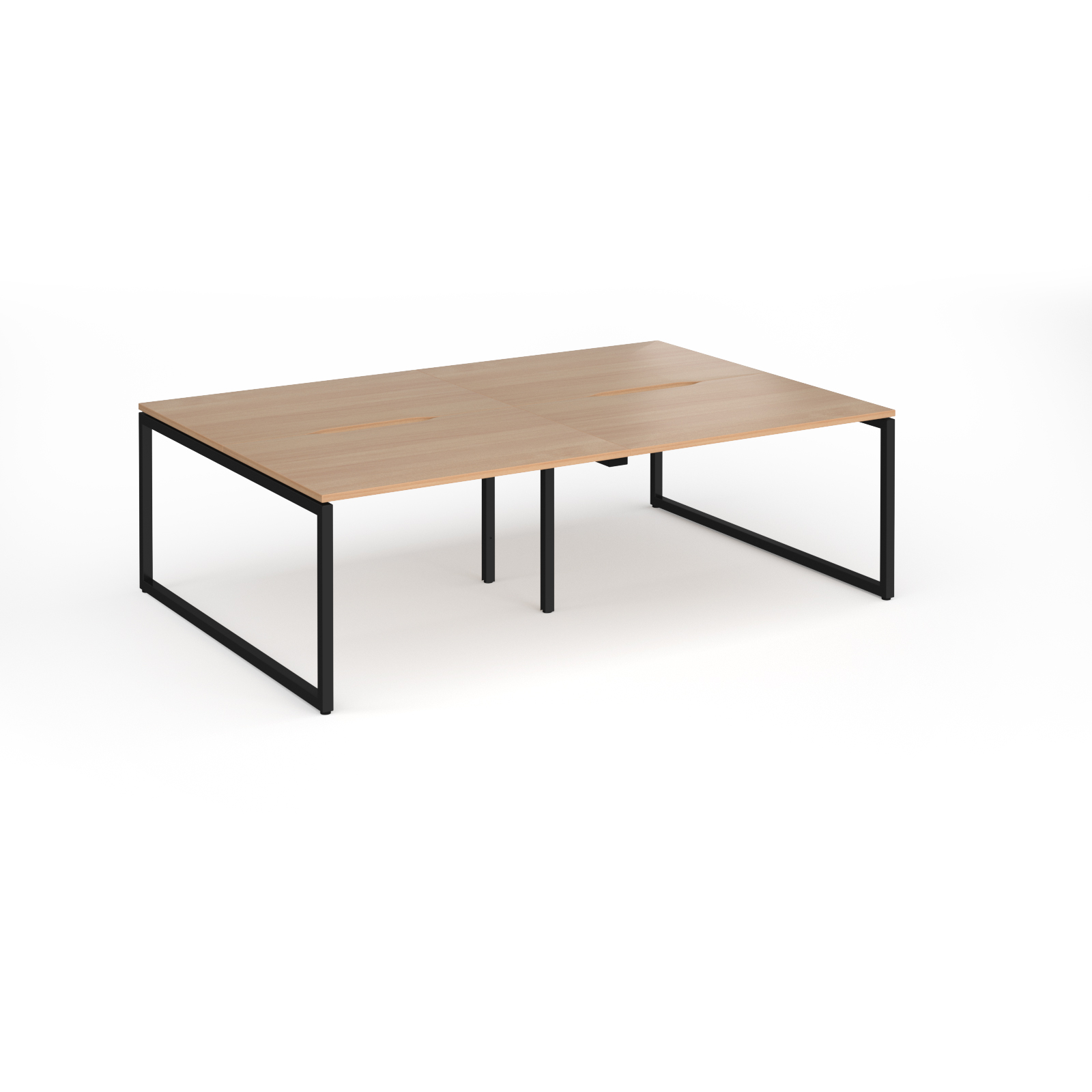 Picture of Connex Plus O Frame 2400 x 1600 x 725mm Back to Back Desk ( 4 x 1200mm ) - Black Frame / Beech Top