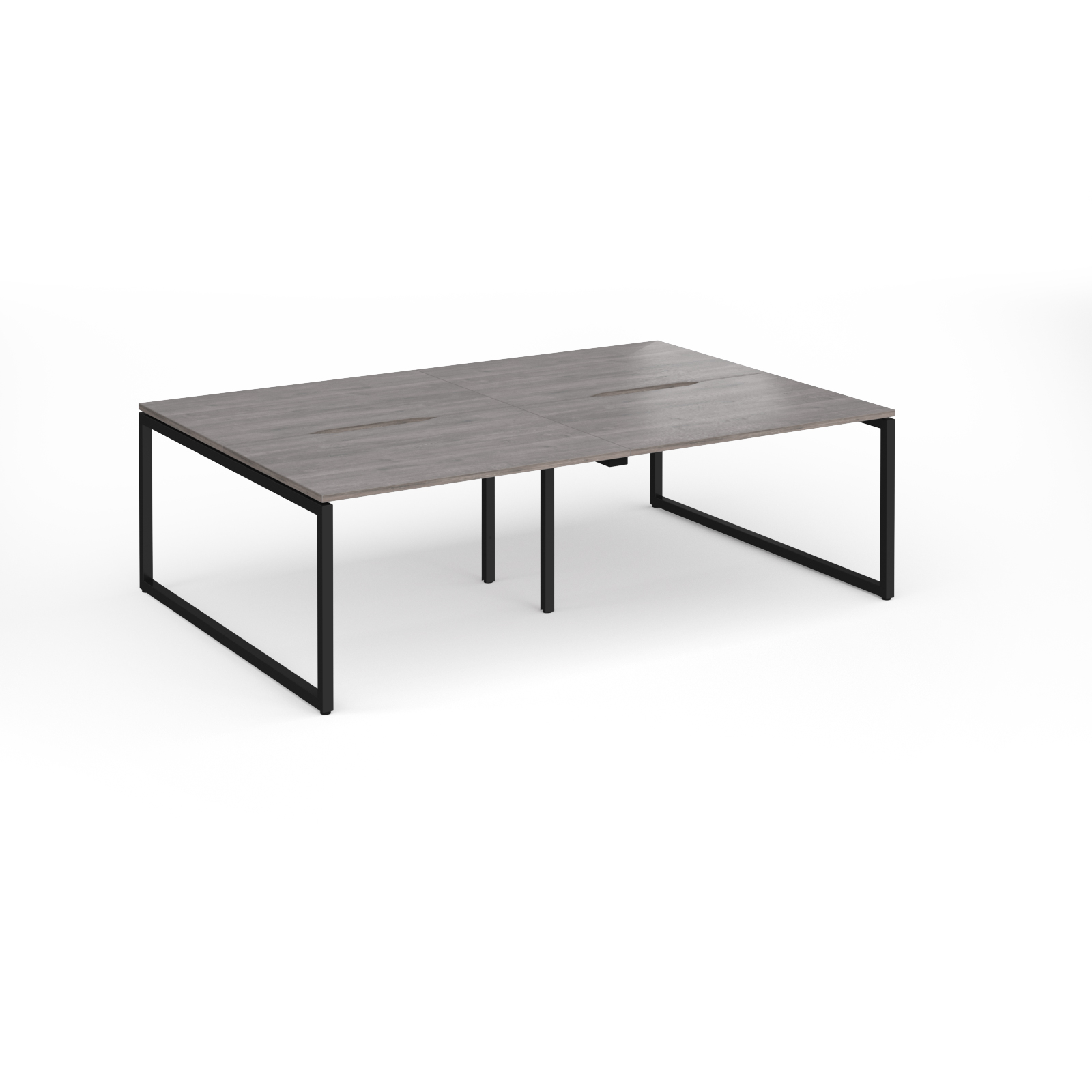 Picture of Connex Plus O Frame 2400 x 1600 x 725mm Back to Back Desk ( 4 x 1200mm ) - Black Frame / Grey Oak Top