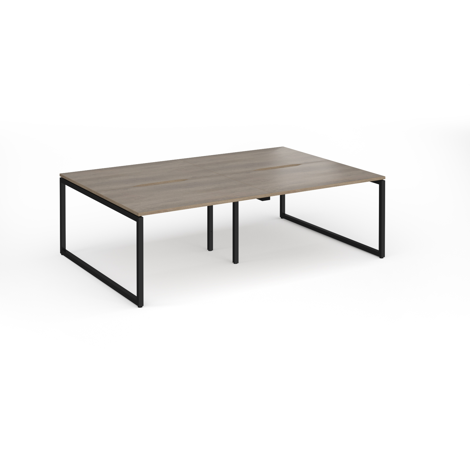Picture of Connex Plus O Frame 2400 x 1600 x 725mm Back to Back Desk ( 4 x 1200mm ) - Black Frame / Nebraska Oak Top