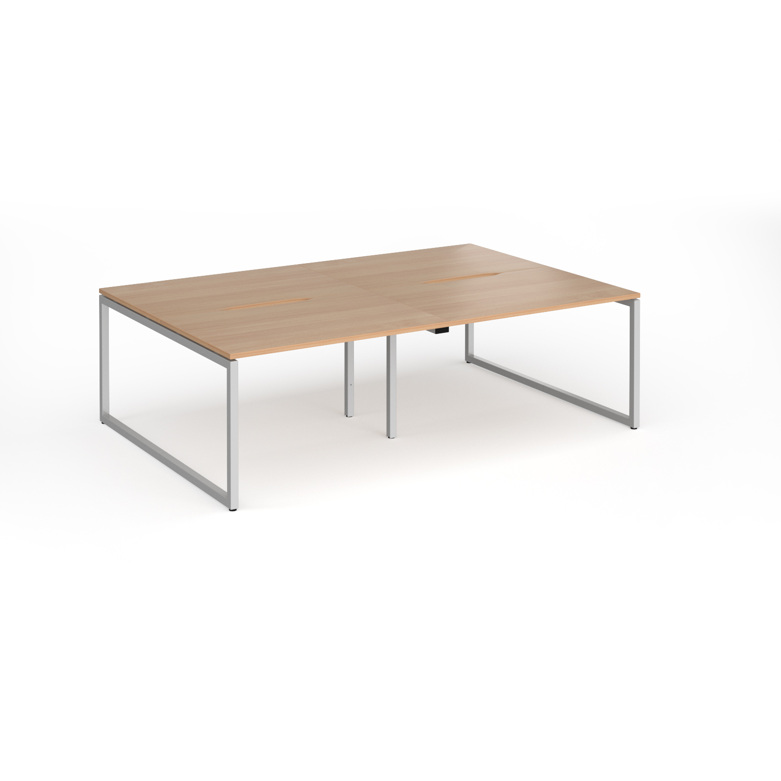 Picture of Connex Plus O Frame 2400 x 1600 x 725mm Back to Back Desk ( 4 x 1200mm ) - Silver Frame / Beech Top