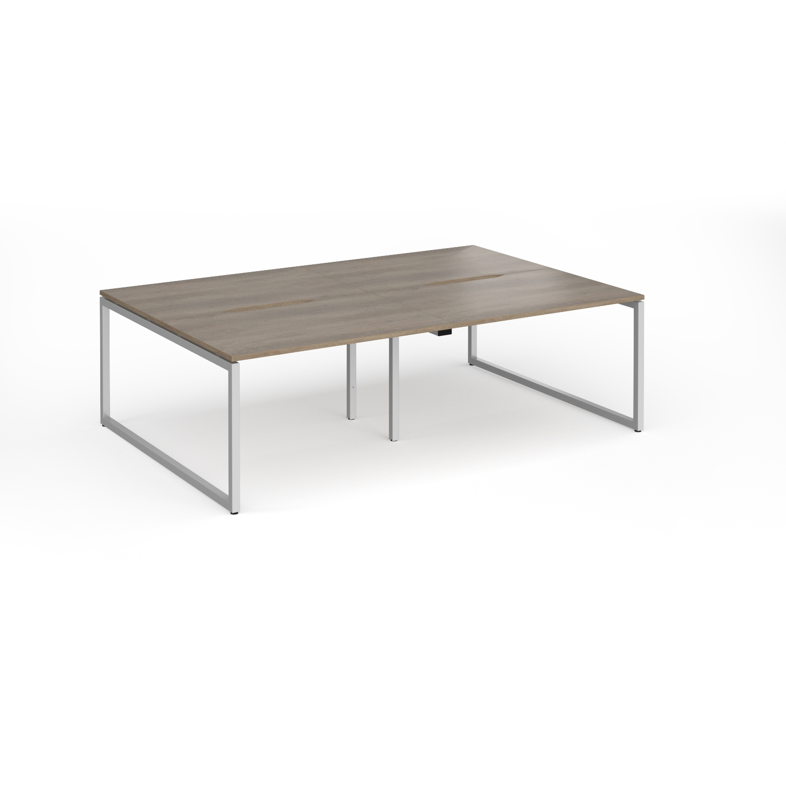 Picture of Connex Plus O Frame 2400 x 1600 x 725mm Back to Back Desk ( 4 x 1200mm ) - Silver Frame / Nebraska Oak Top