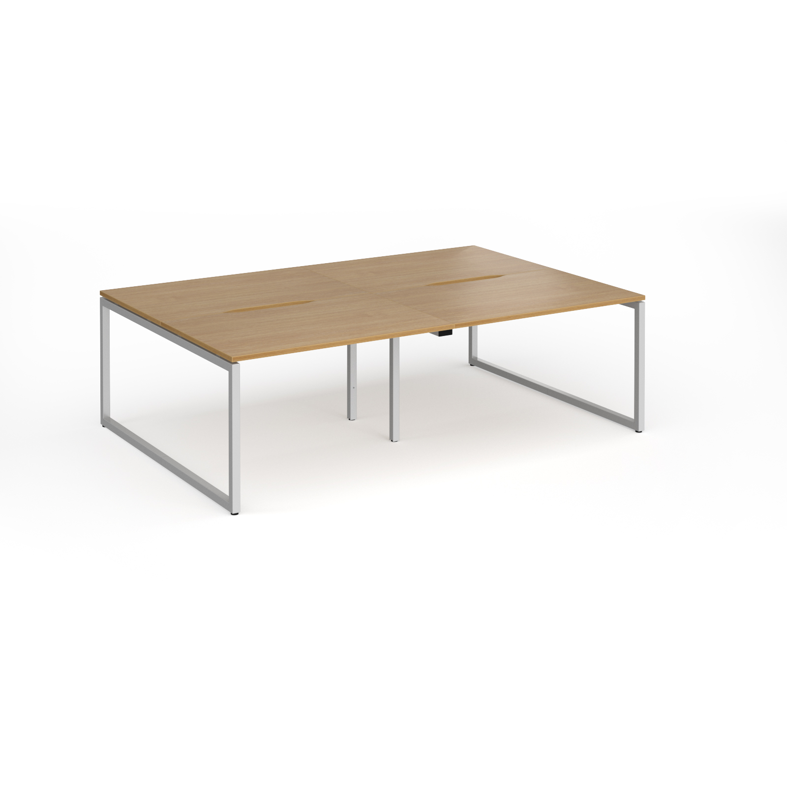 Picture of Connex Plus O Frame 2400 x 1600 x 725mm Back to Back Desk ( 4 x 1200mm ) - Silver Frame / Oak Top