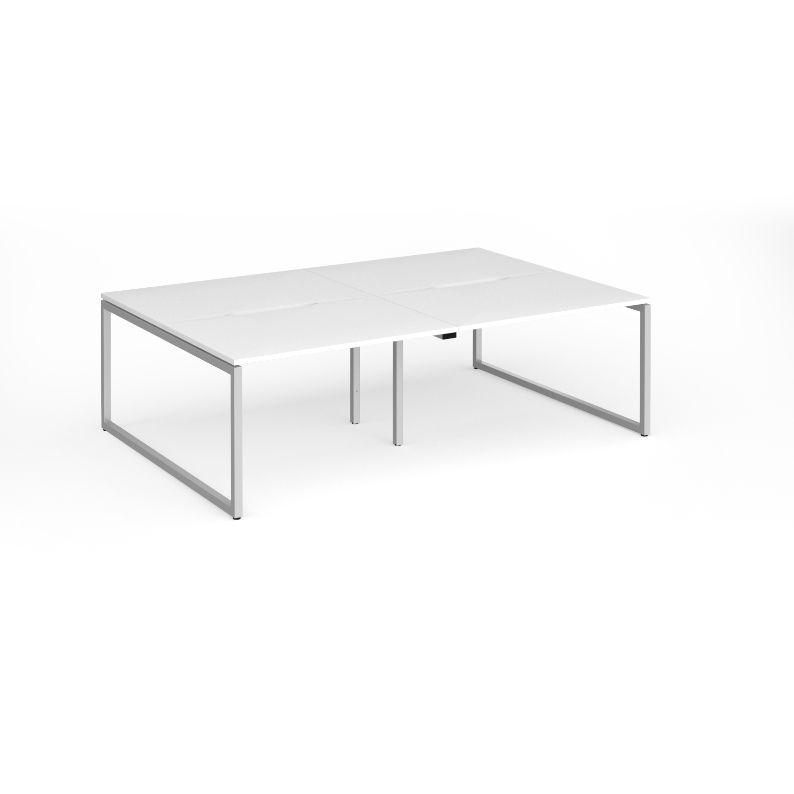 Picture of Connex Plus O Frame 2400 x 1600 x 725mm Back to Back Desk ( 4 x 1200mm ) - Silver Frame / White Top