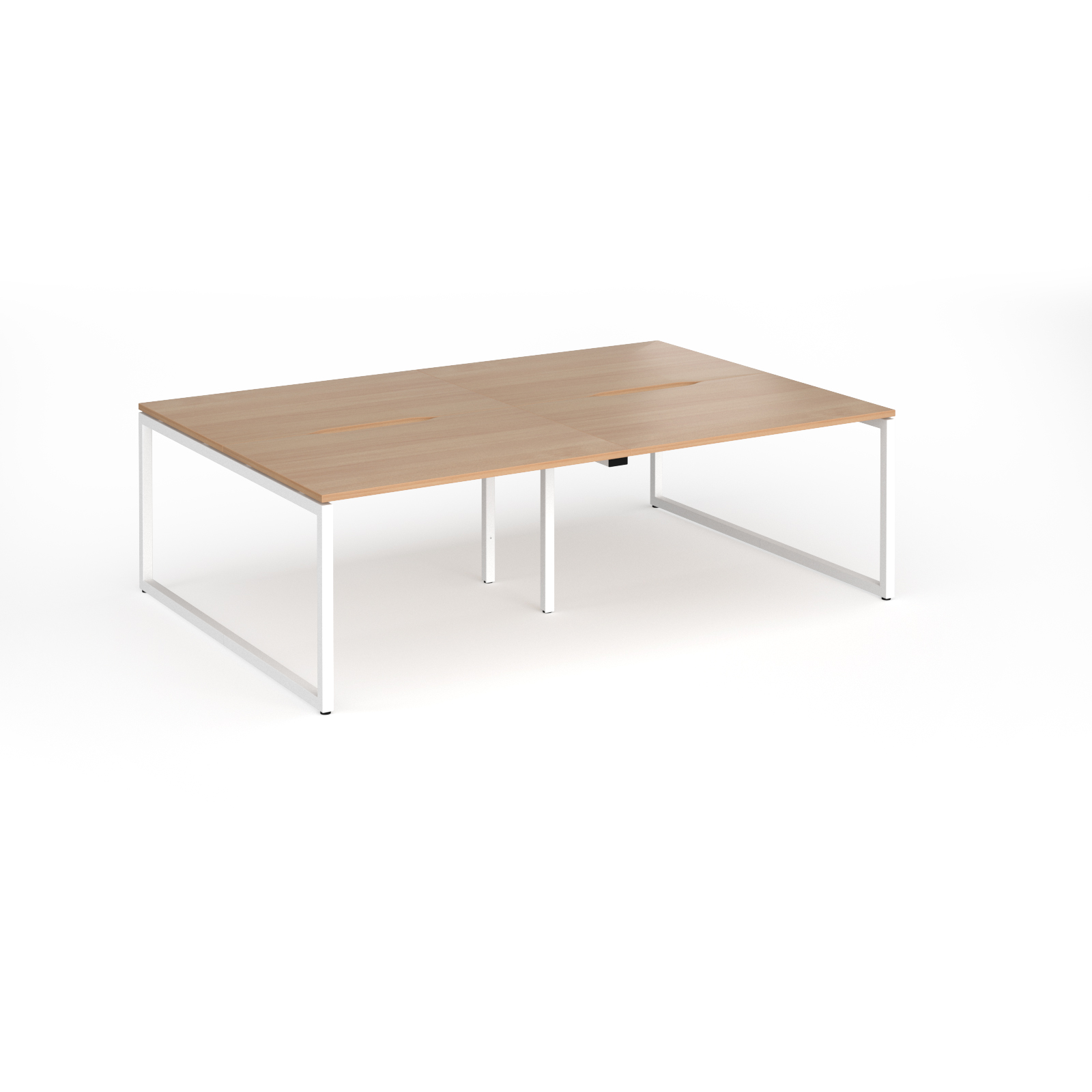 Picture of Connex Plus O Frame 2400 x 1600 x 725mm Back to Back Desk ( 4 x 1200mm ) - White Frame / Beech Top