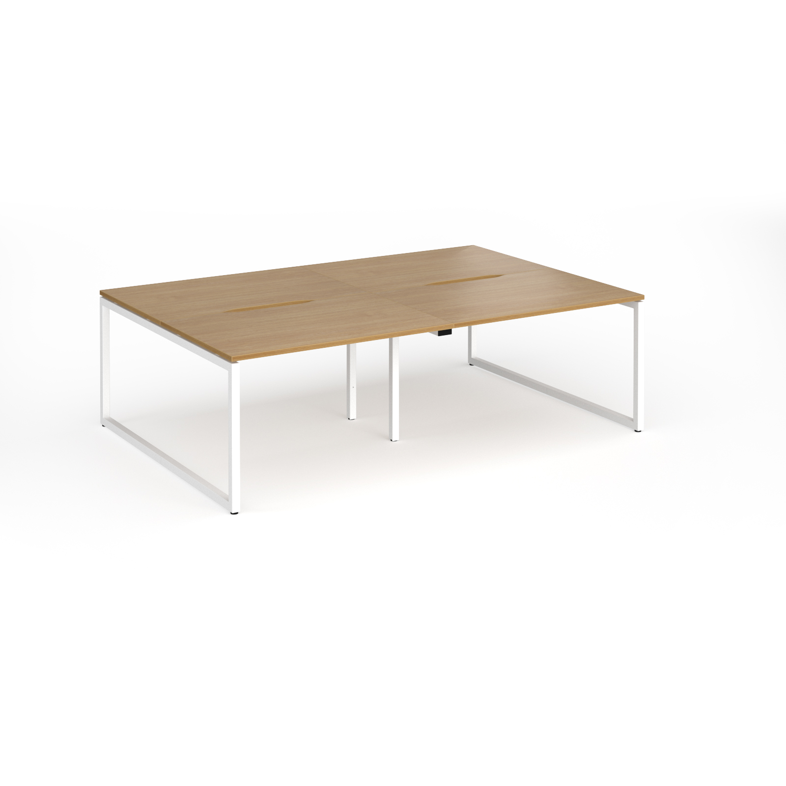 Picture of Connex Plus O Frame 2400 x 1600 x 725mm Back to Back Desk ( 4 x 1200mm ) - White Frame / Oak Top