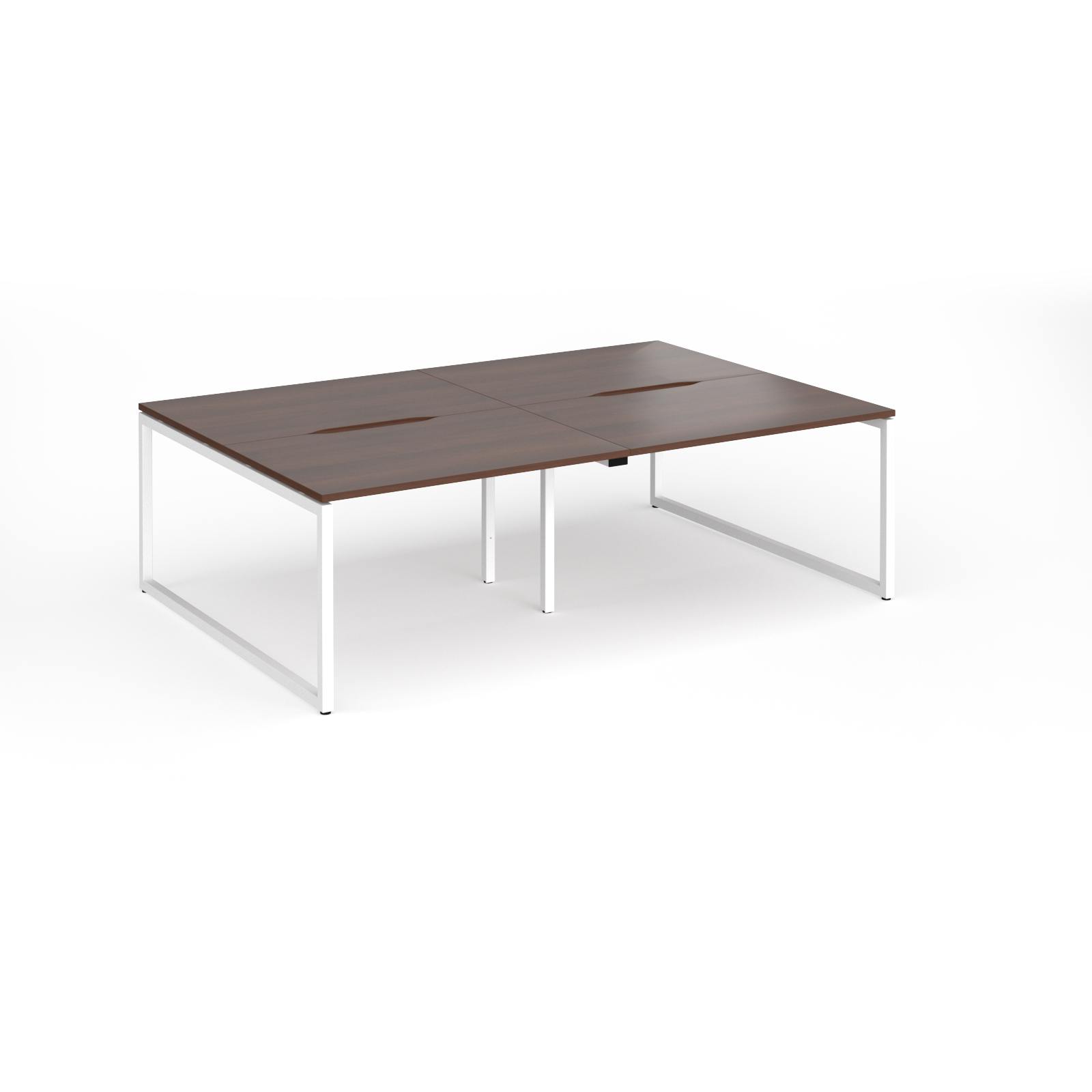 Picture of Connex Plus O Frame 2400 x 1600 x 725mm Back to Back Desk ( 4 x 1200mm ) - White Frame / Walnut Top