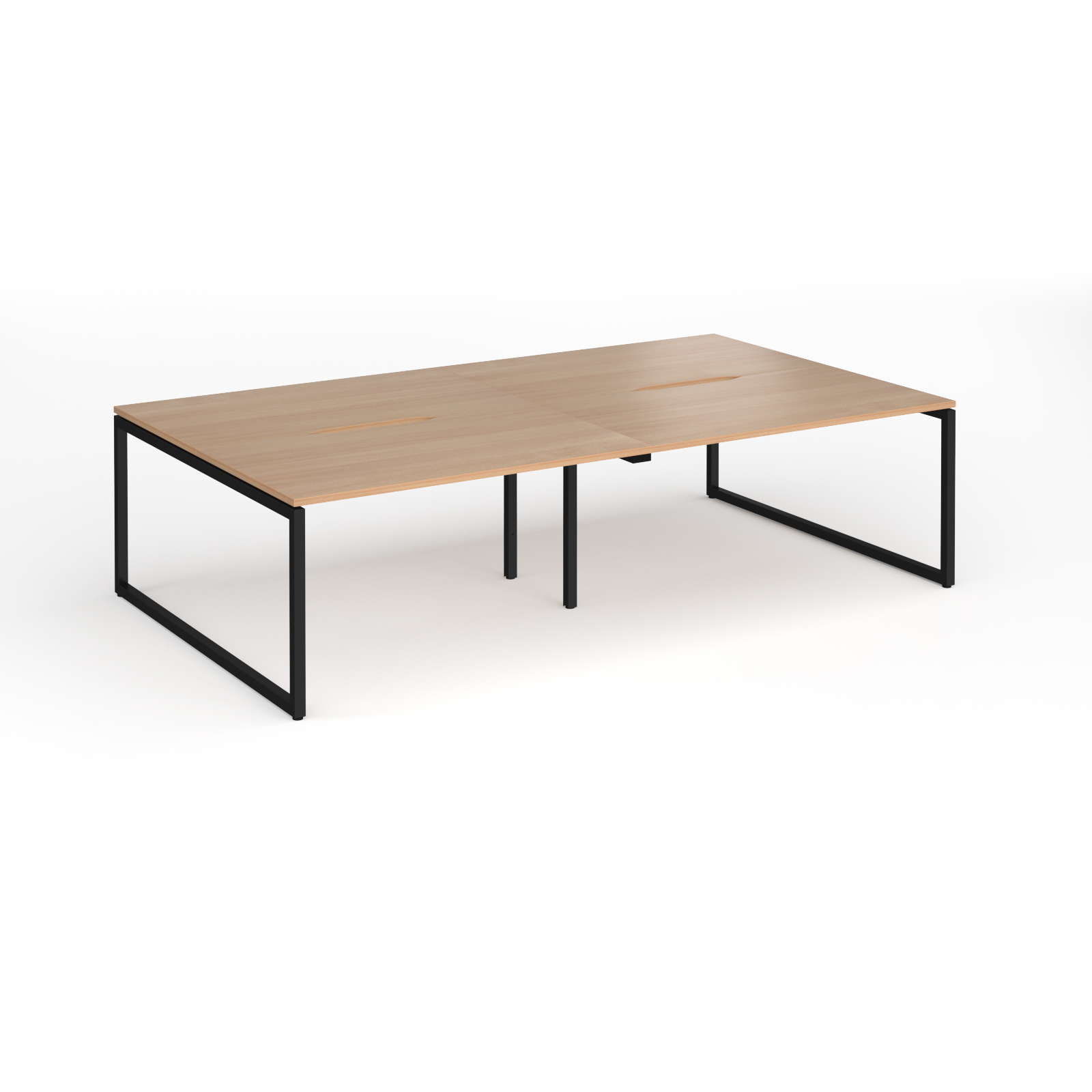 Picture of Connex Plus O Frame 2800 x 1600 x 725mm Back to Back Desk ( 4 x 1400mm ) - Black Frame / Beech Top