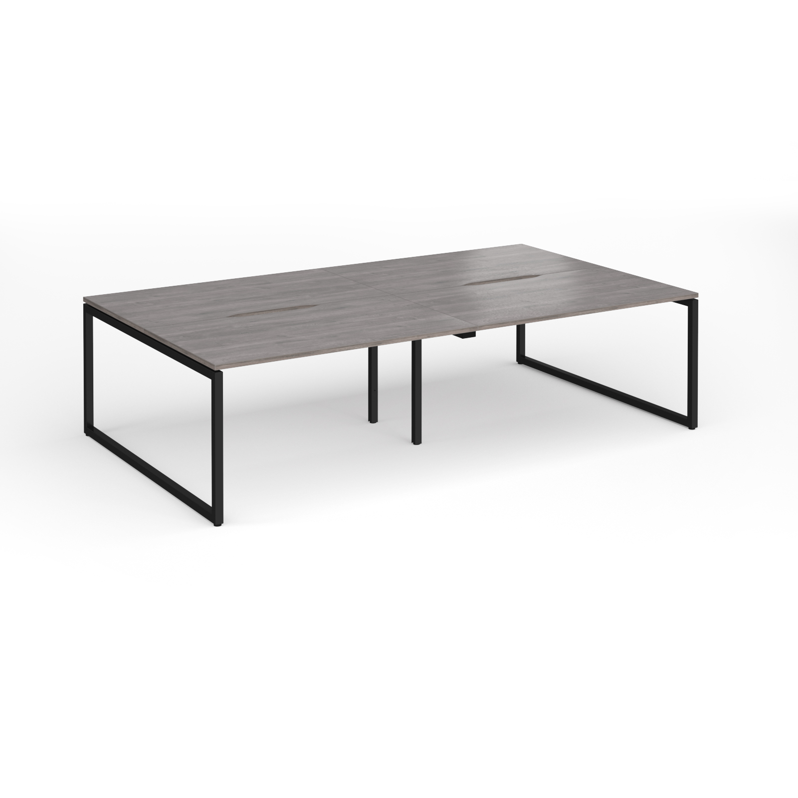 Picture of Connex Plus O Frame 2800 x 1600 x 725mm Back to Back Desk ( 4 x 1400mm ) - Black Frame / Grey Oak Top