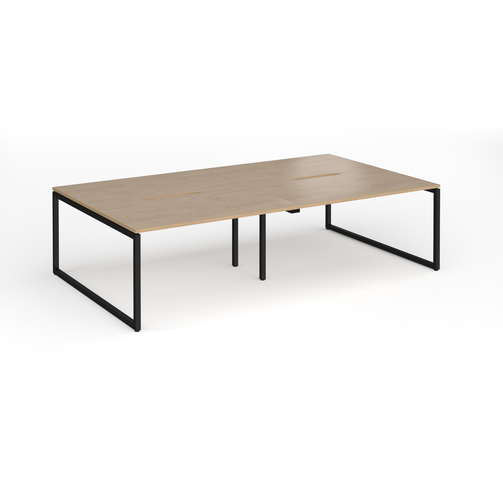 Picture of Connex Plus O Frame 2800 x 1600 x 725mm Back to Back Desk ( 4 x 1400mm ) - Black Frame / Kendal Oak Top