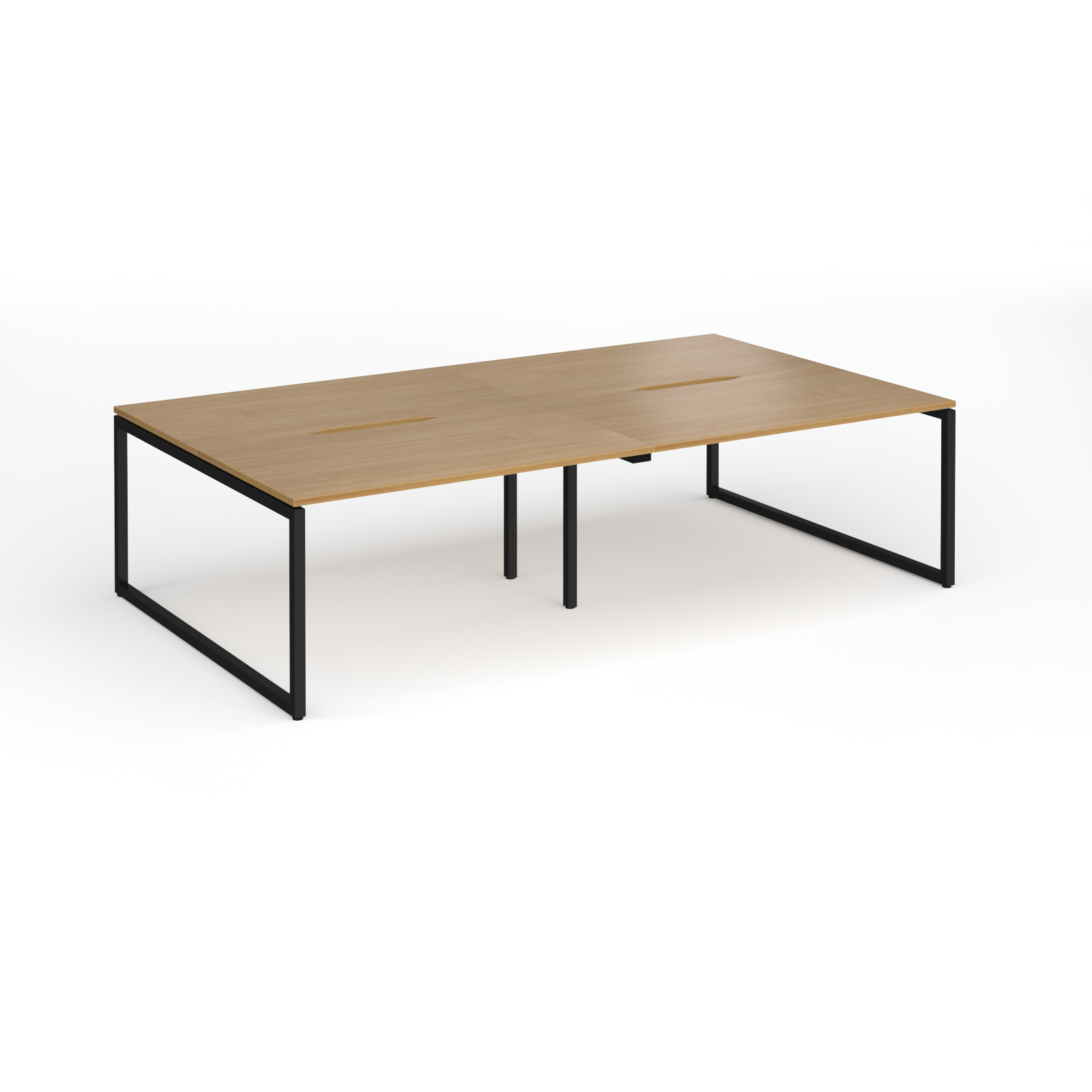Picture of Connex Plus O Frame 2800 x 1600 x 725mm Back to Back Desk ( 4 x 1400mm ) - Black Frame / Oak Top