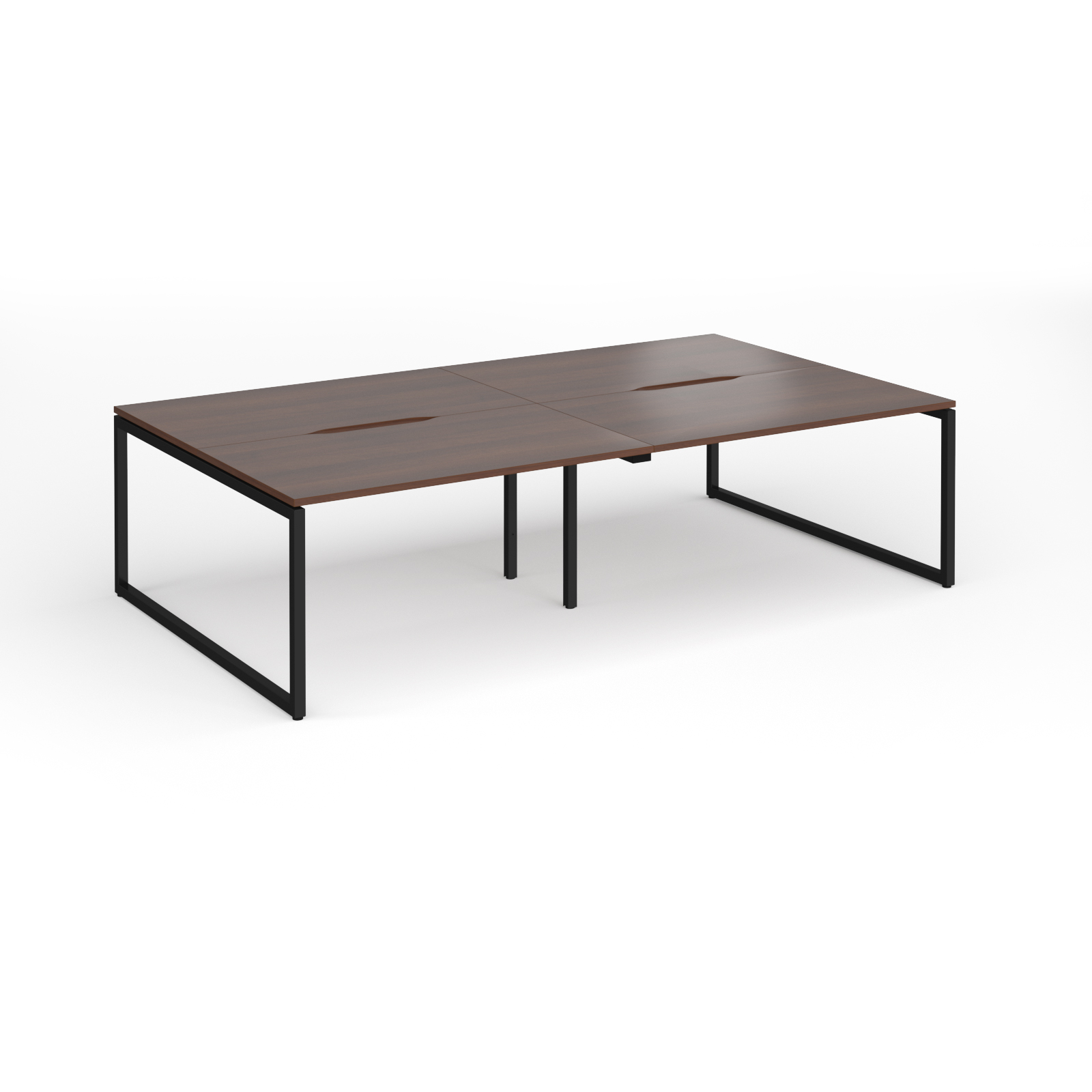 Picture of Connex Plus O Frame 2800 x 1600 x 725mm Back to Back Desk ( 4 x 1400mm ) - Black Frame / Walnut Top